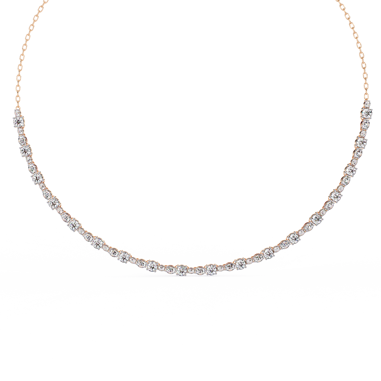 Round & Oval Shape Diamond Necklace