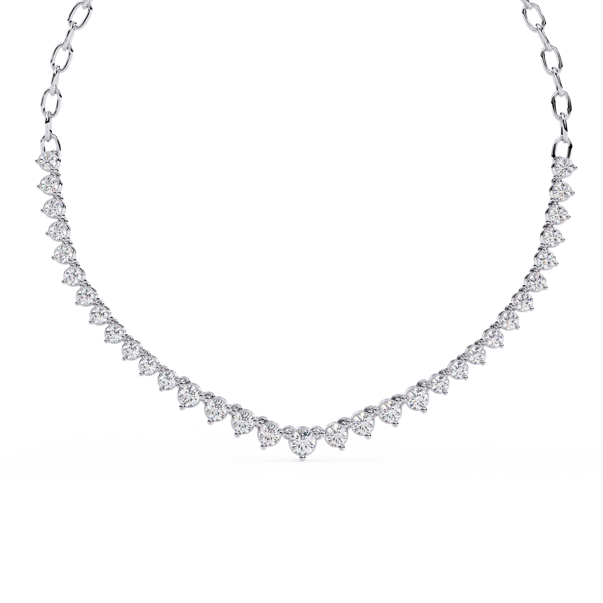 Classic Round Lab Grown Diamond curved necklace