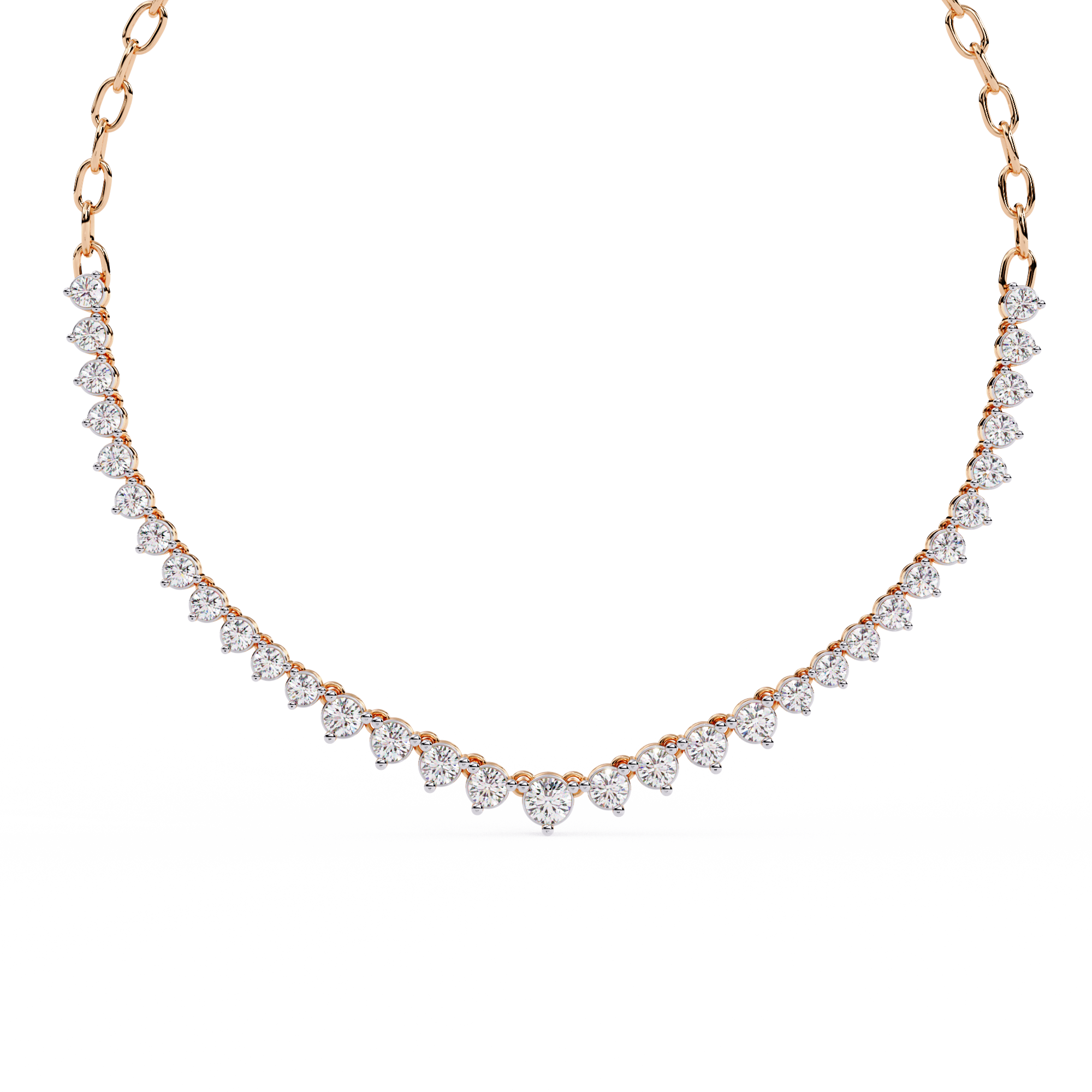 Classic Round Lab Grown Diamond curved necklace