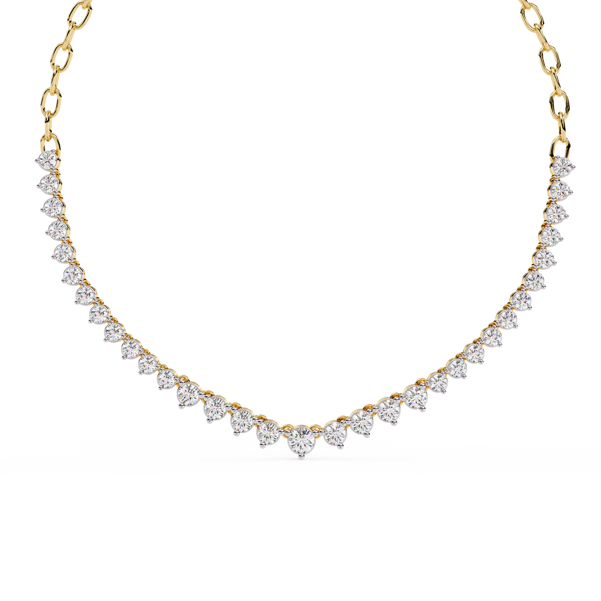 Classic Round Lab Grown Diamond curved necklace
