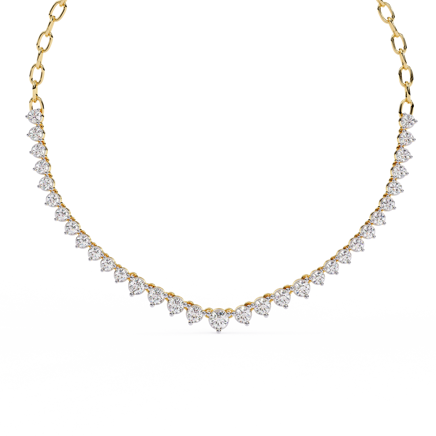Classic Round Lab Grown Diamond curved necklace