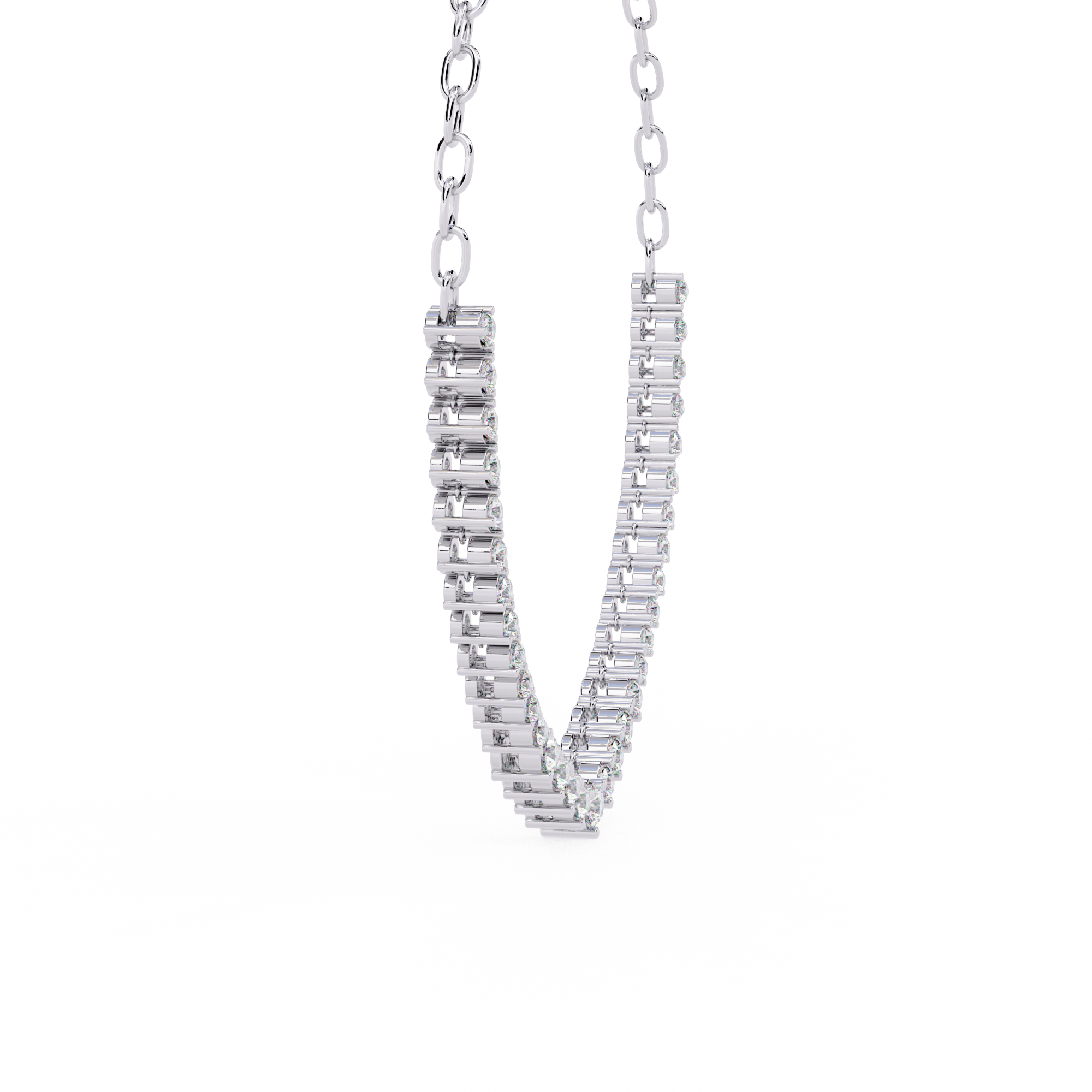 Classic Round Lab Grown Diamond curved necklace