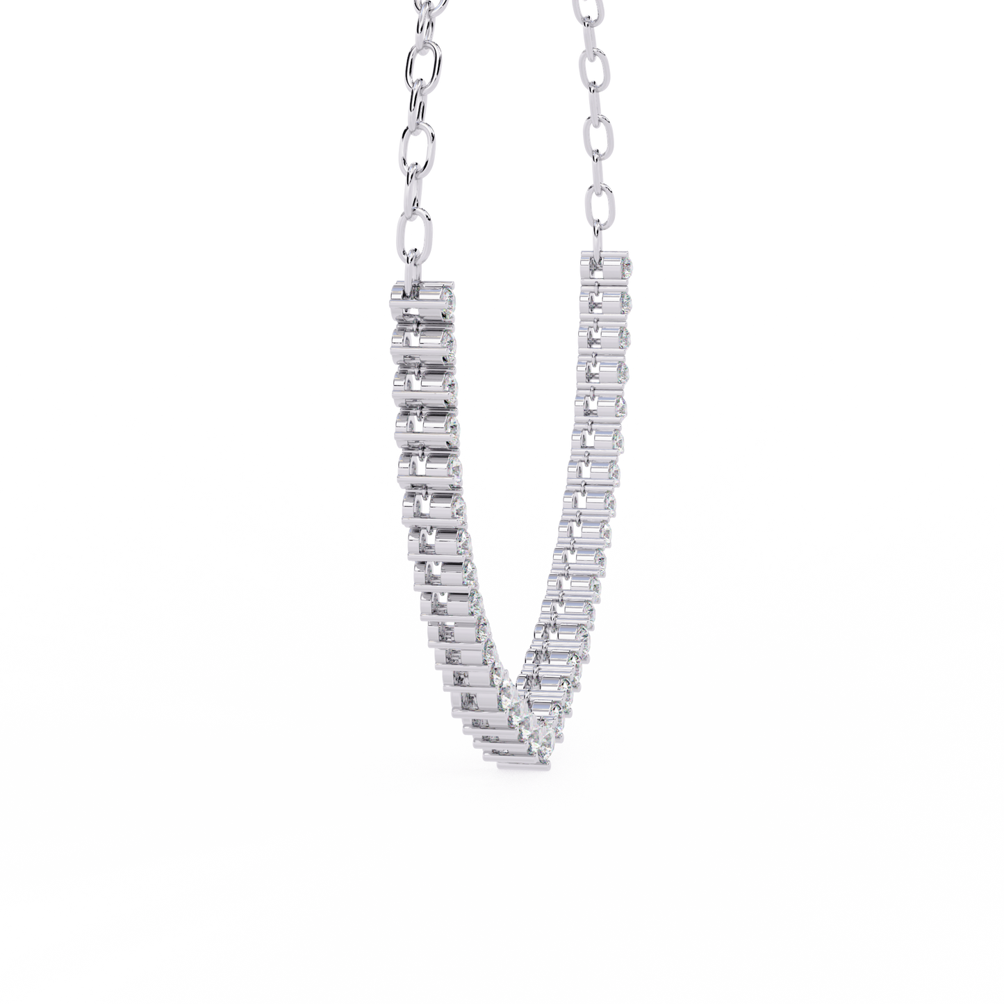 Classic Round Lab Grown Diamond curved necklace