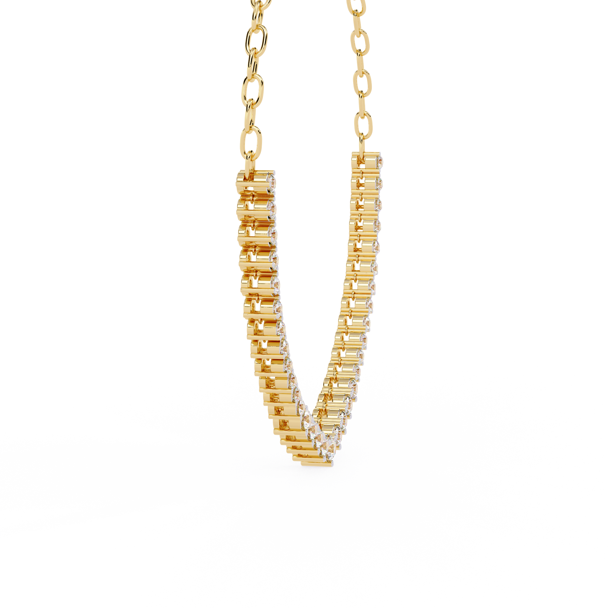 Classic Round Lab Grown Diamond curved necklace