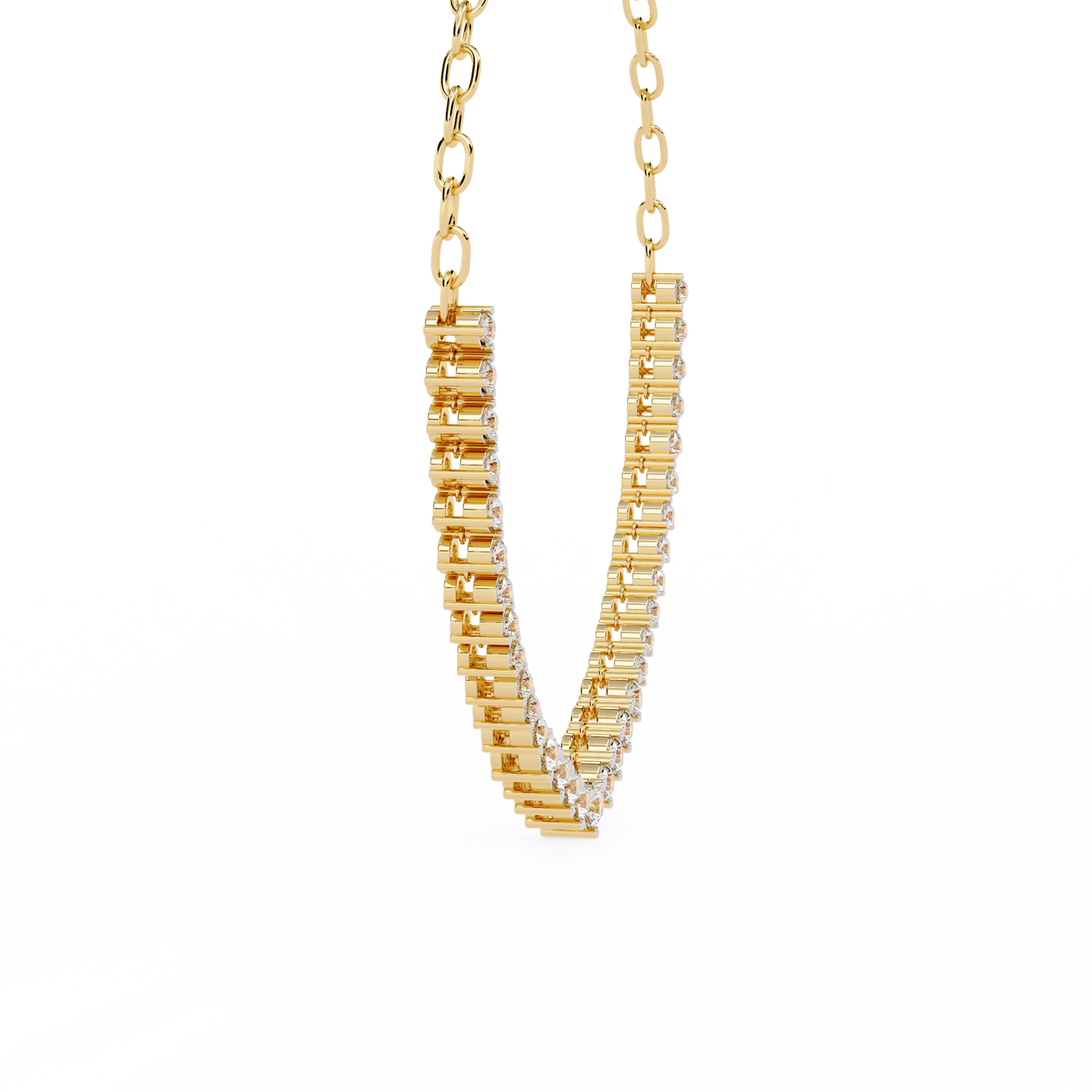 Classic Round Lab Grown Diamond curved necklace