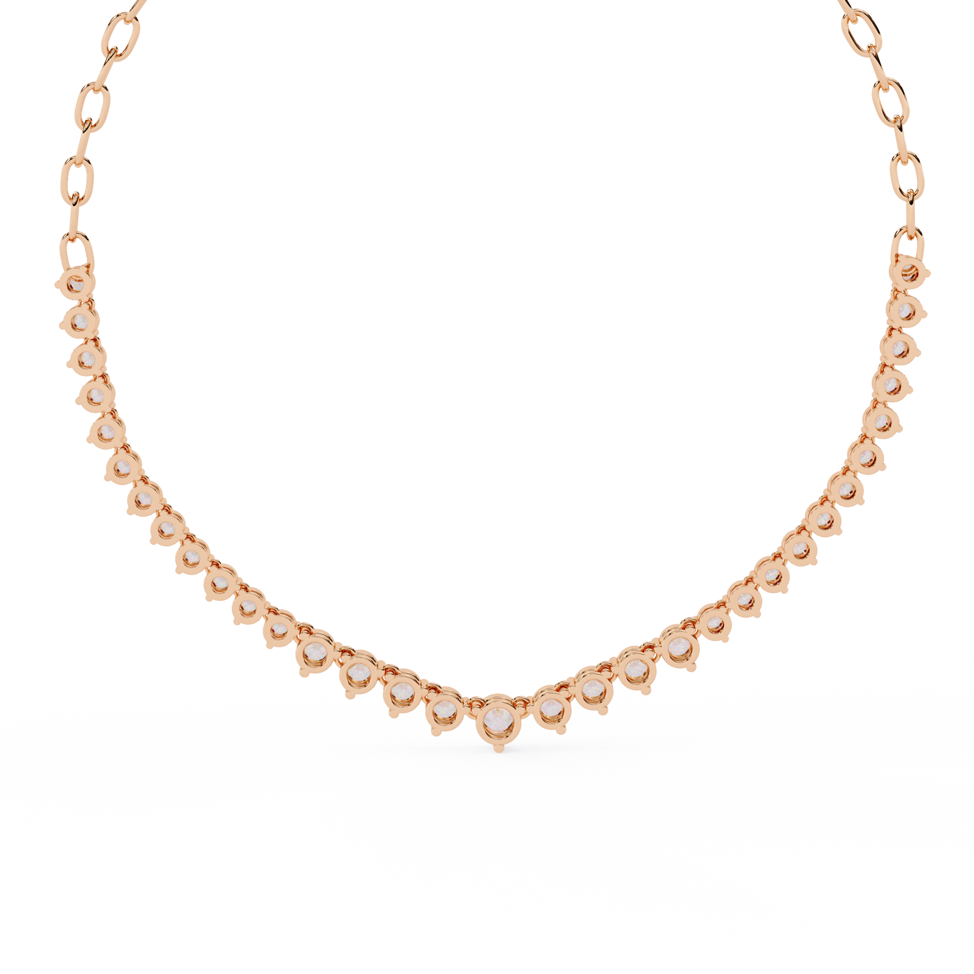 Classic Round Lab Grown Diamond curved necklace