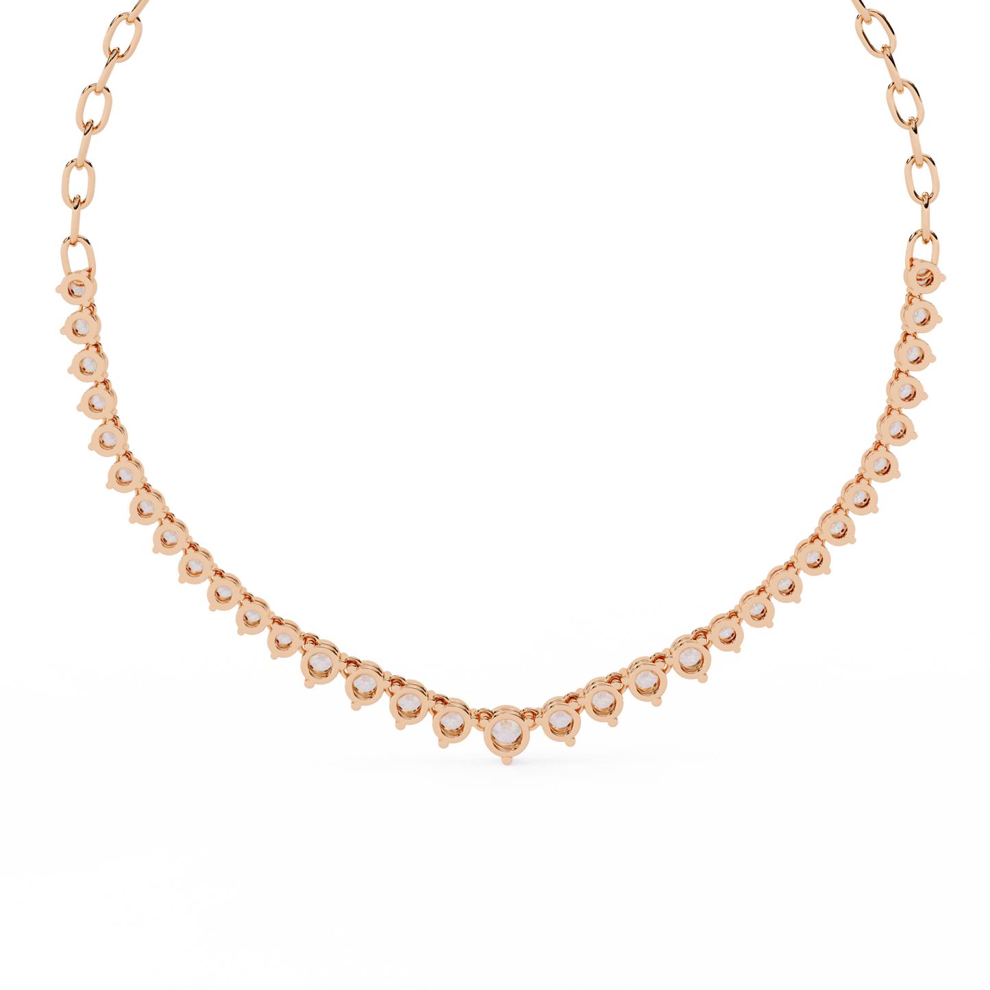 Classic Round Lab Grown Diamond curved necklace