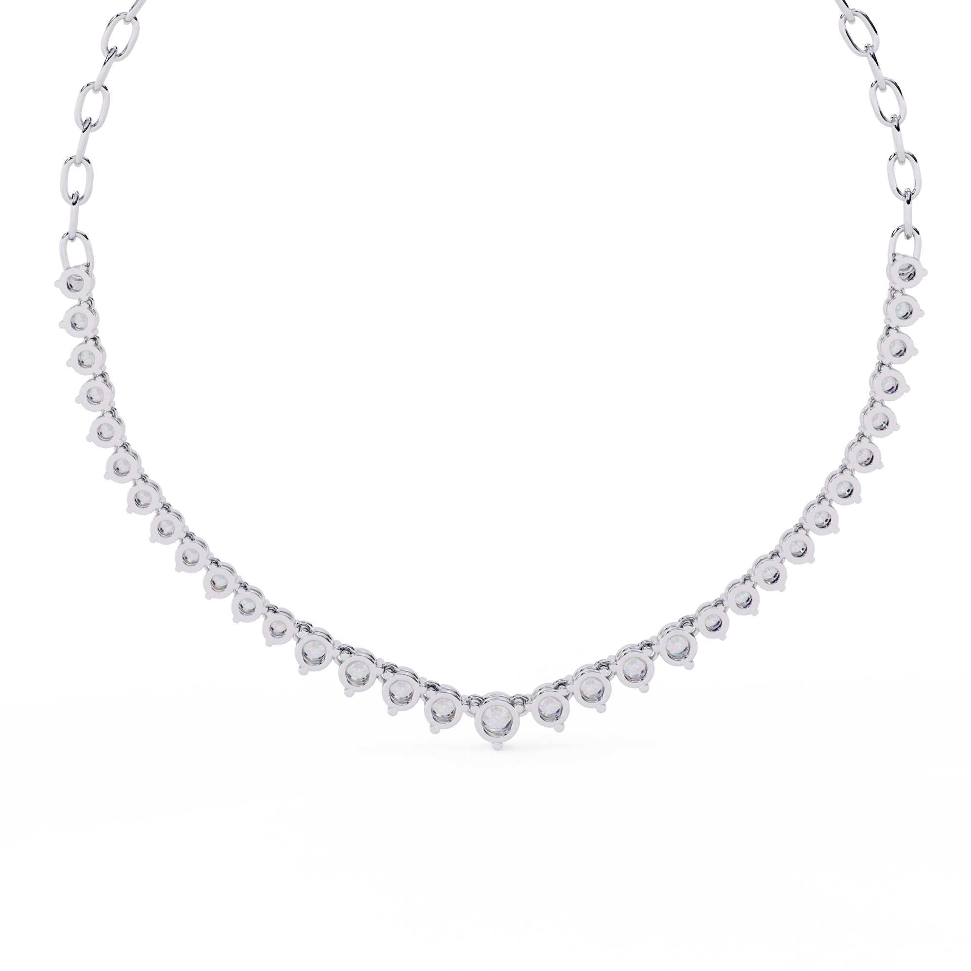 Classic Round Lab Grown Diamond curved necklace