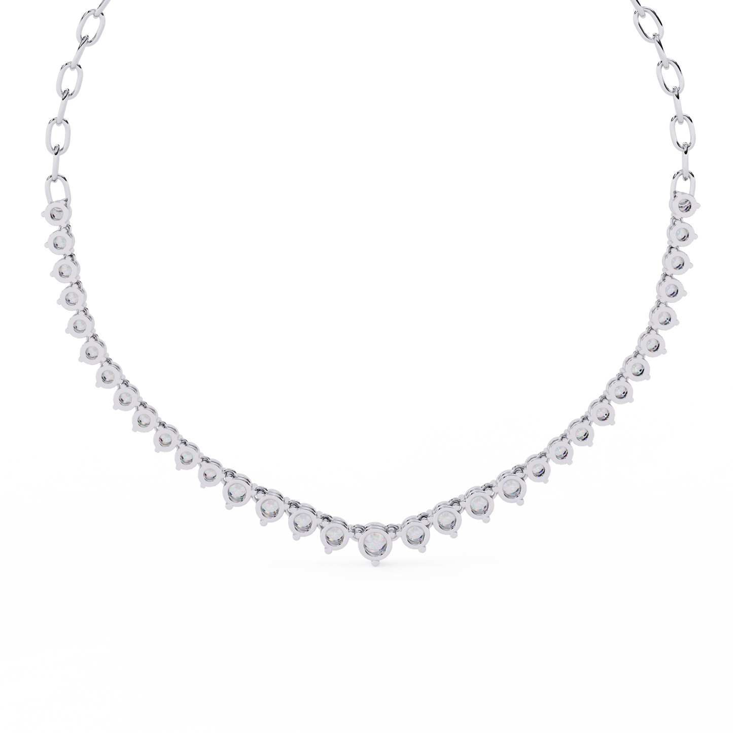 Classic Round Lab Grown Diamond curved necklace