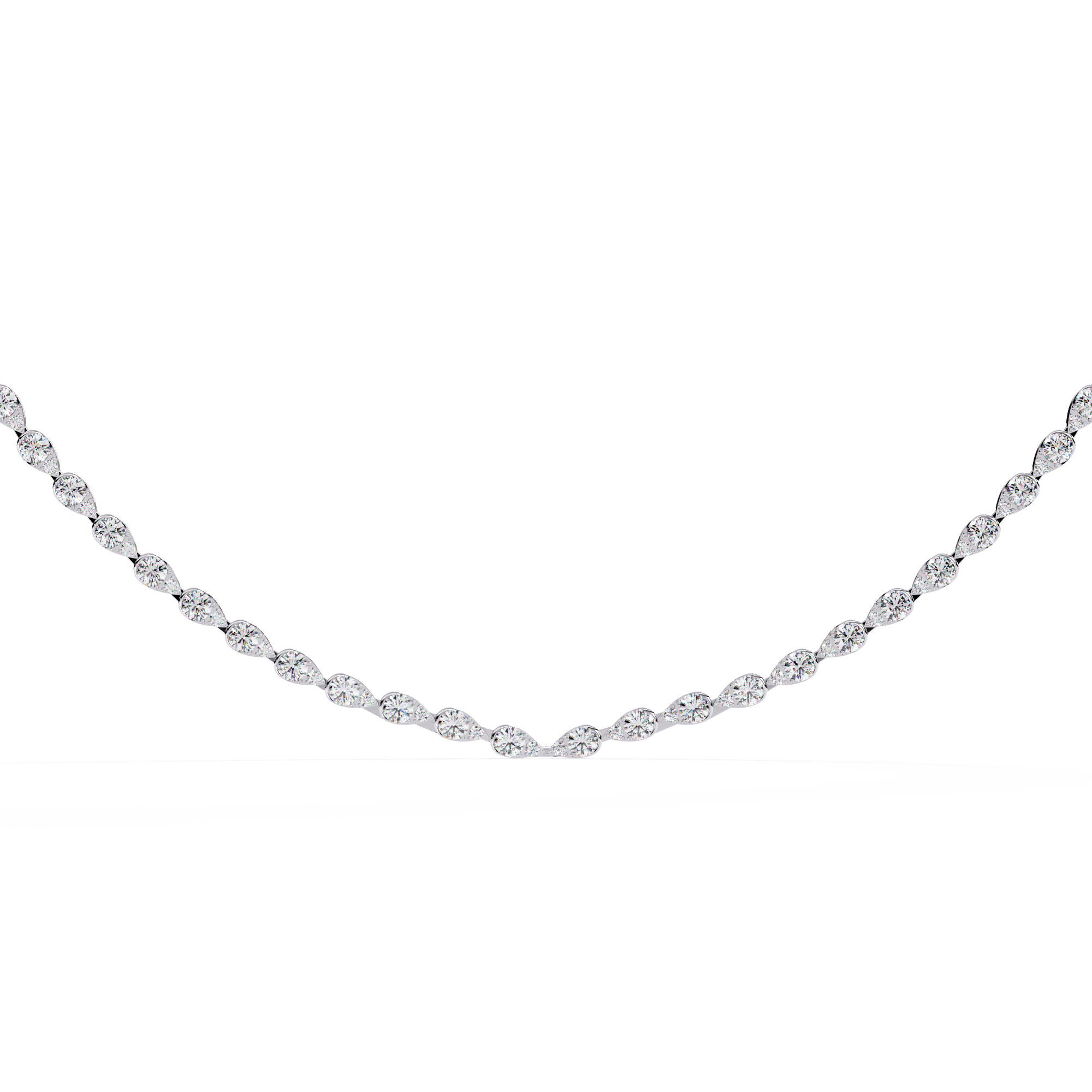 Round Diamond To Pear Shape Tennis Diamond Necklace