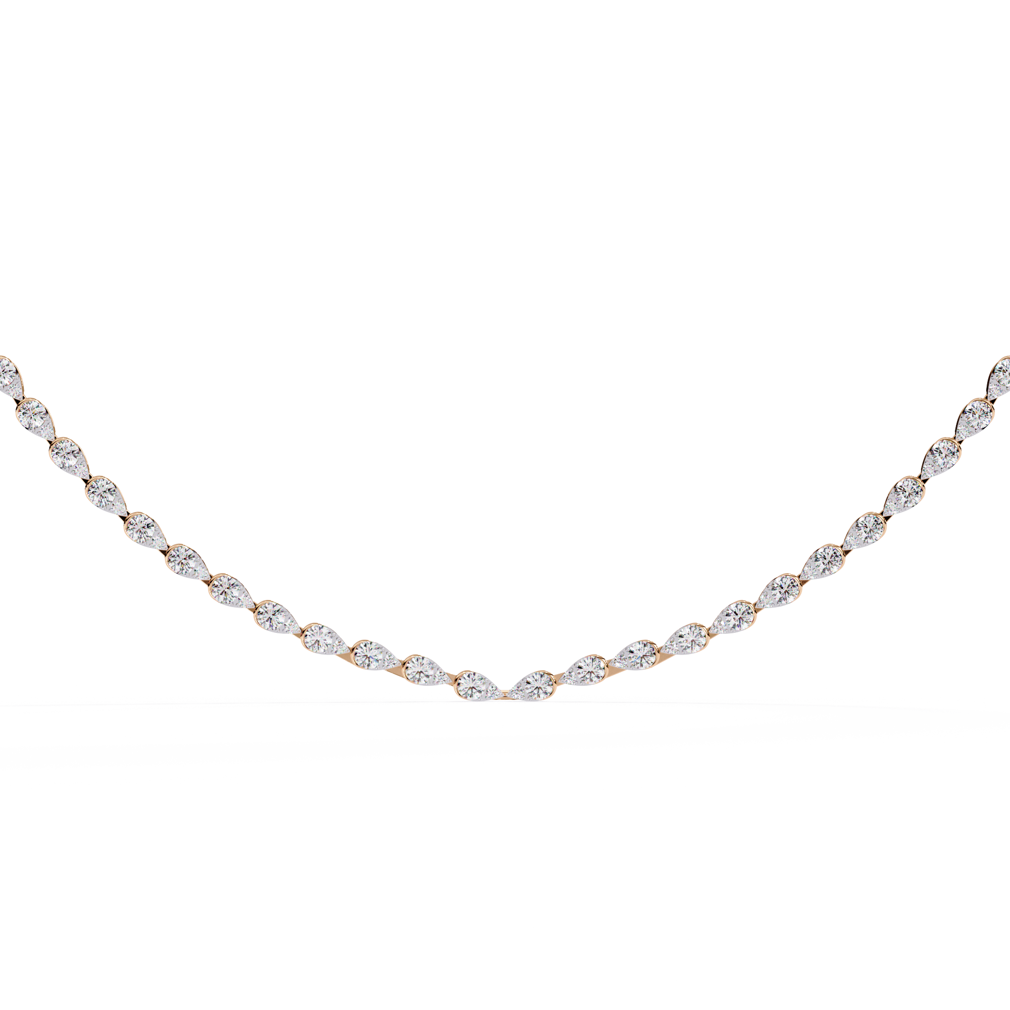 Round Diamond To Pear Shape Tennis Diamond Necklace