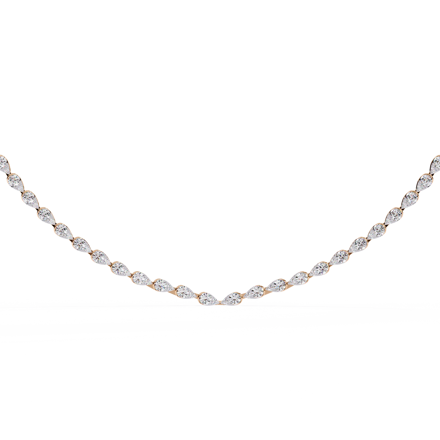 Round Diamond To Pear Shape Tennis Diamond Necklace
