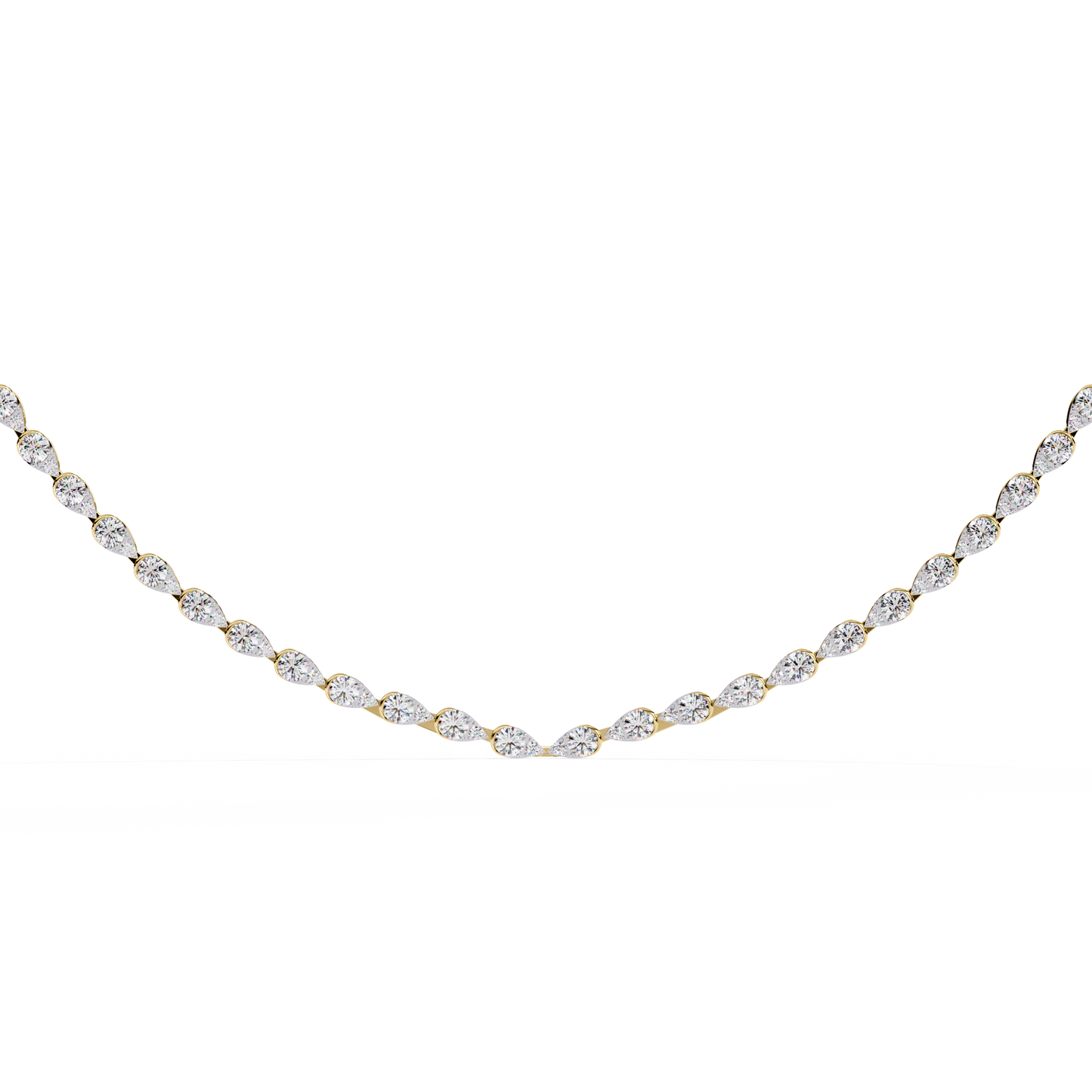Round Diamond To Pear Shape Tennis Diamond Necklace