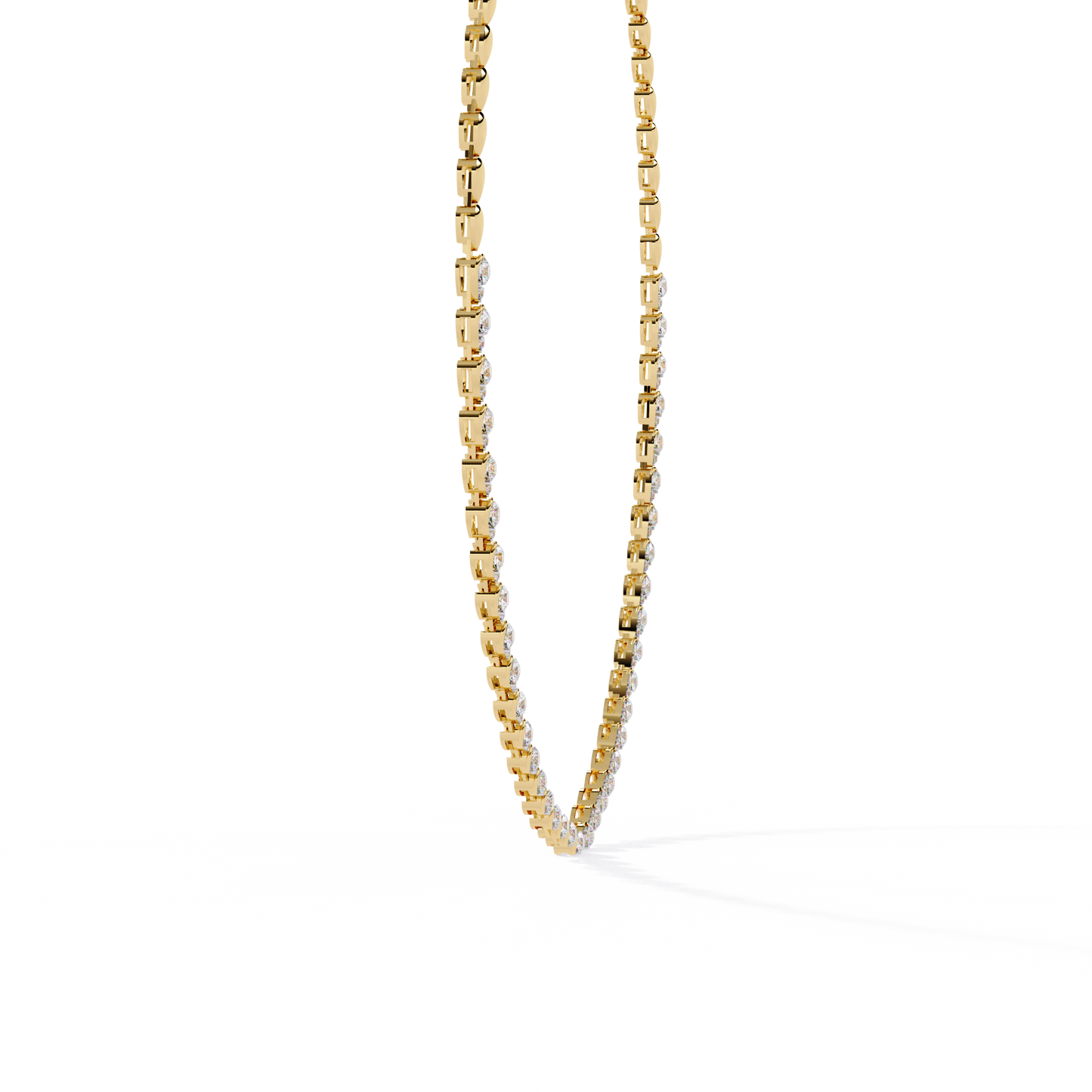 Round Diamond To Pear Shape Tennis Diamond Necklace