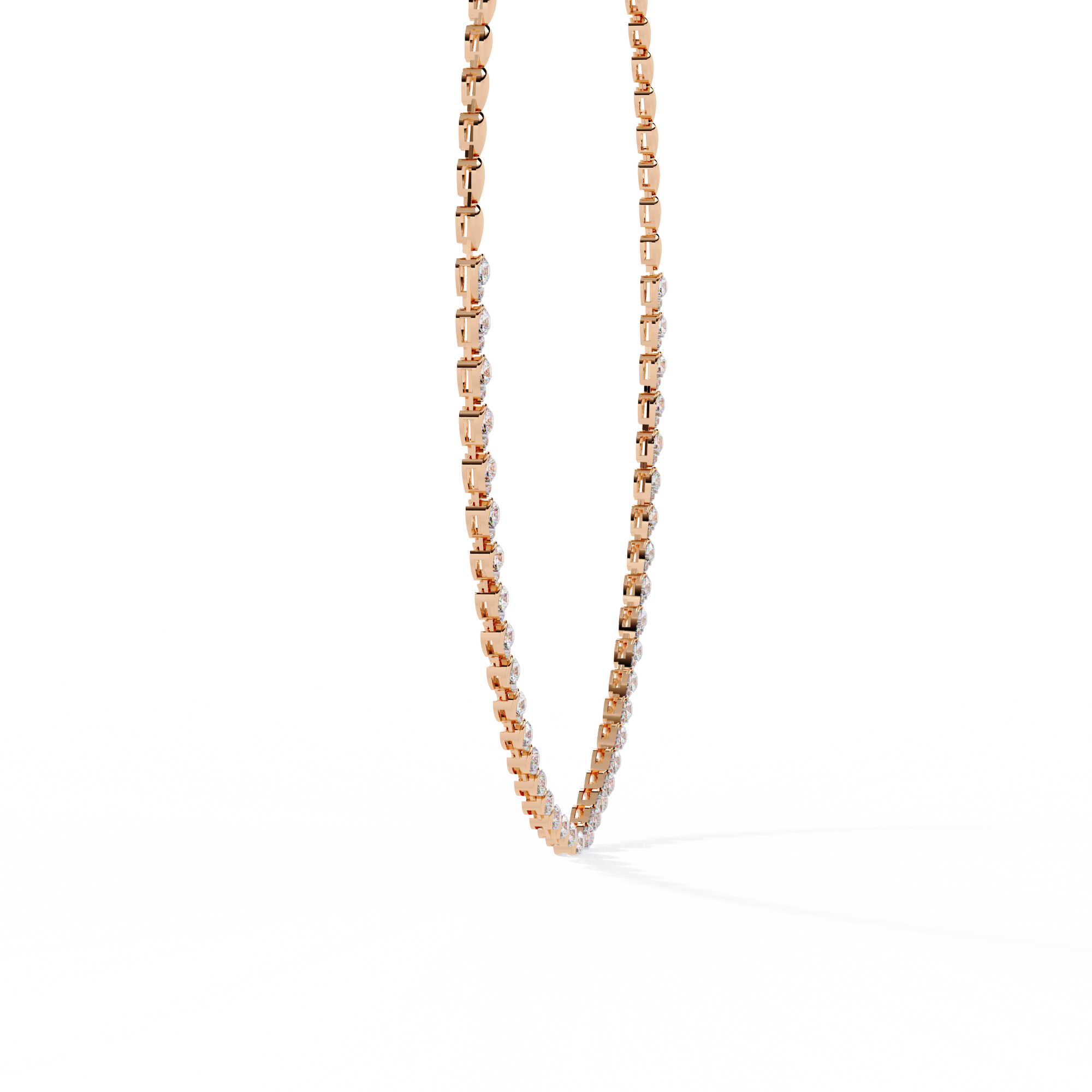 Round Diamond To Pear Shape Tennis Diamond Necklace