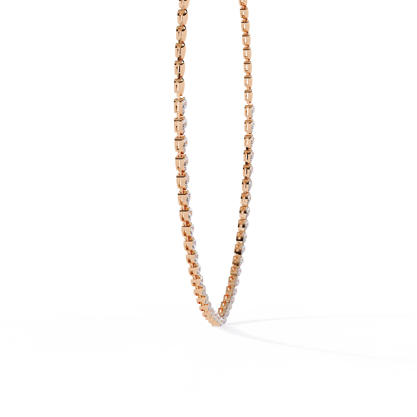 Round Diamond To Pear Shape Tennis Diamond Necklace
