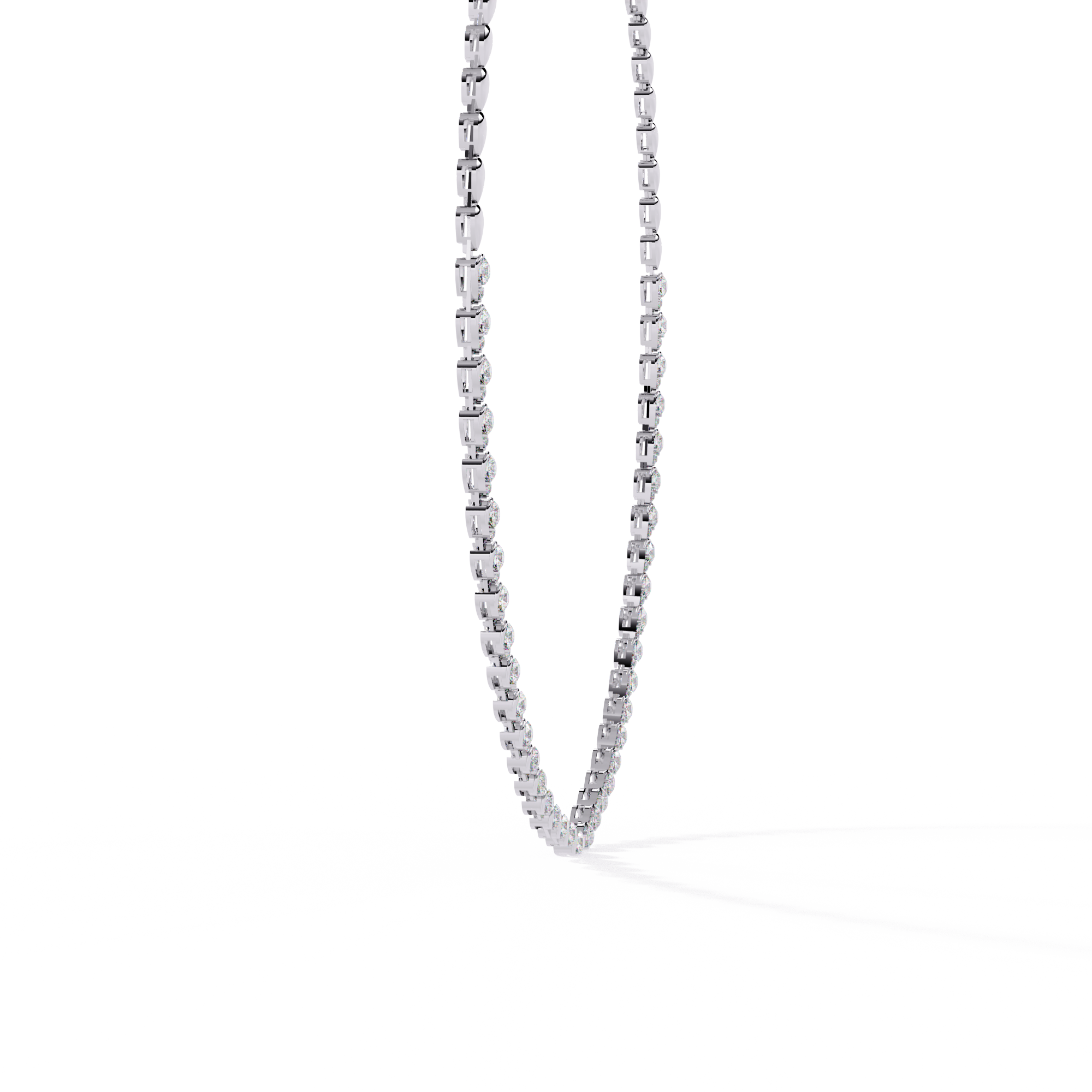 Round Diamond To Pear Shape Tennis Diamond Necklace
