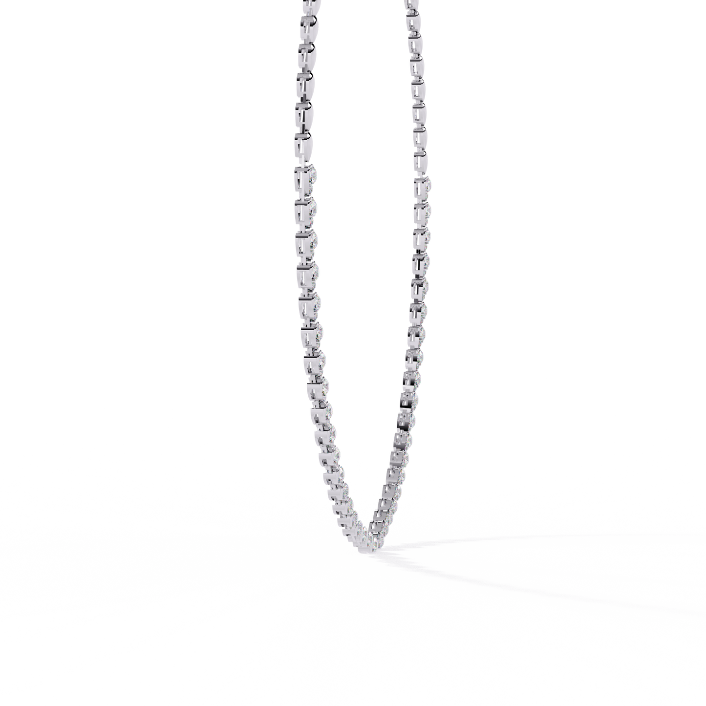 Round Diamond To Pear Shape Tennis Diamond Necklace