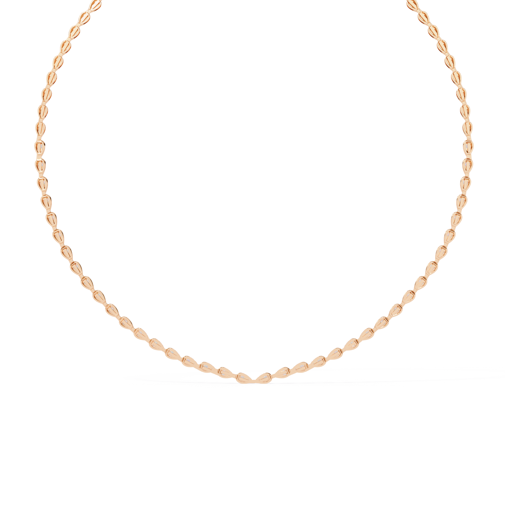 Round Diamond To Pear Shape Tennis Diamond Necklace