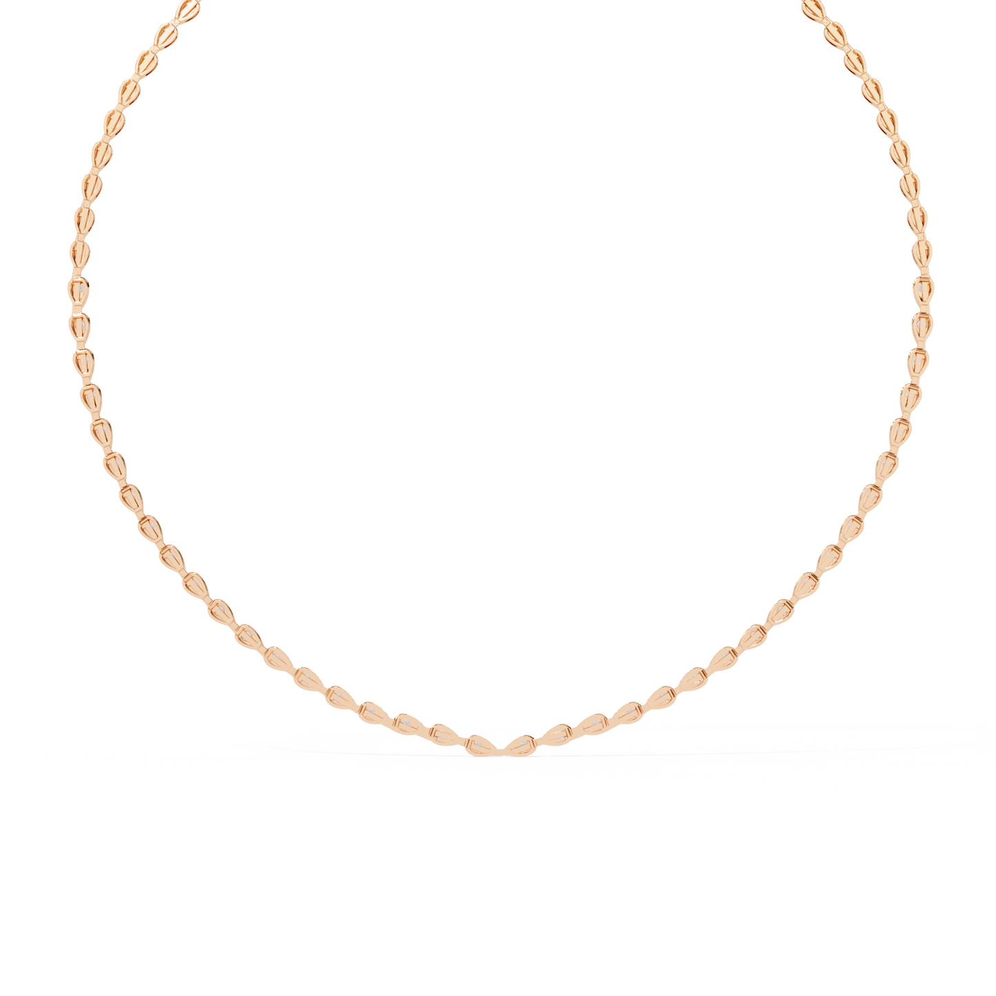 Round Diamond To Pear Shape Tennis Diamond Necklace