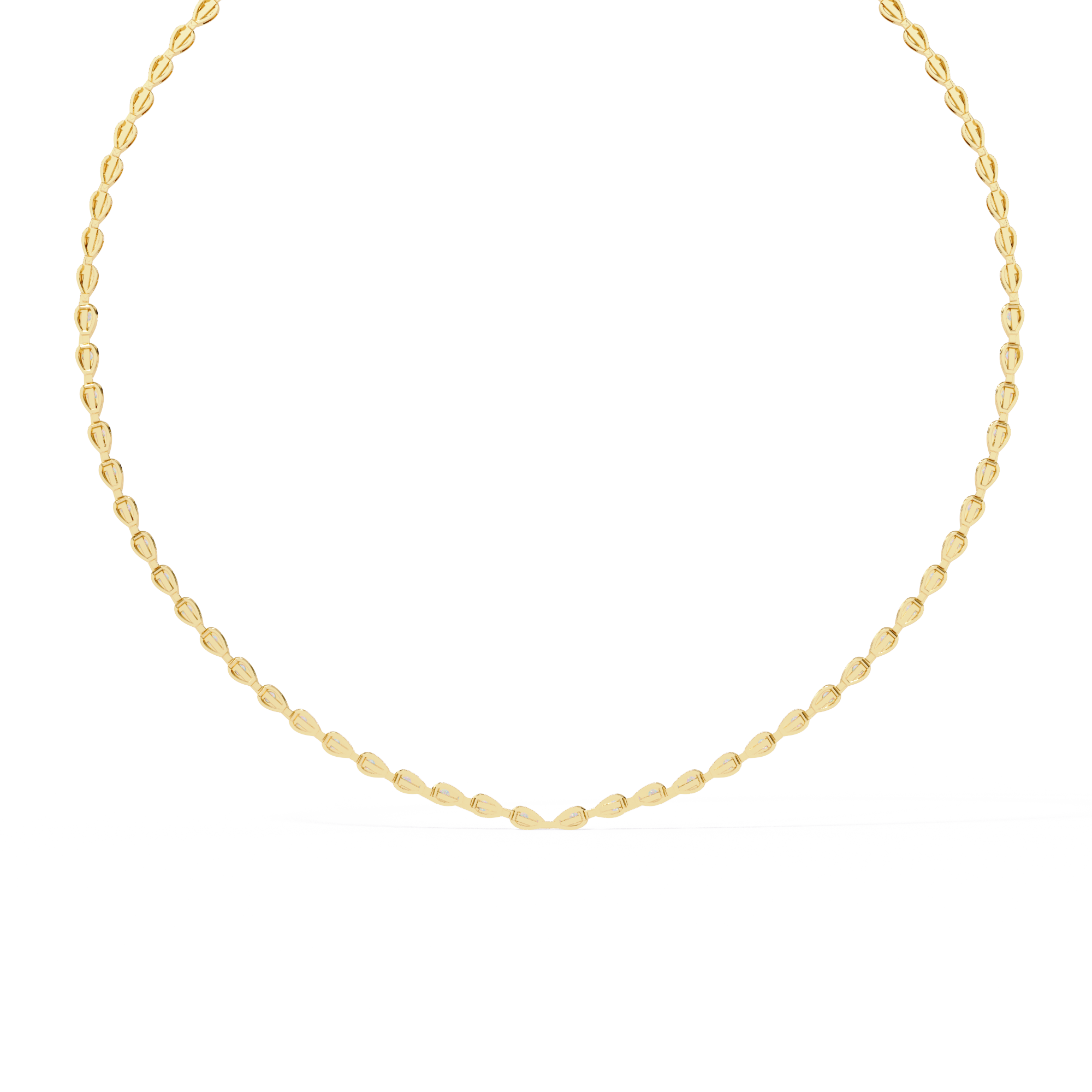 Round Diamond To Pear Shape Tennis Diamond Necklace
