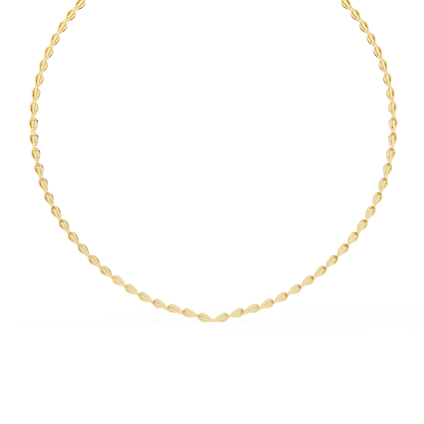 Round Diamond To Pear Shape Tennis Diamond Necklace