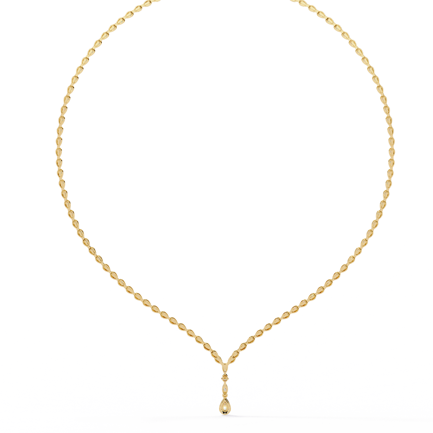 Round Diamond To Pear Shape Full Tennis Necklaces