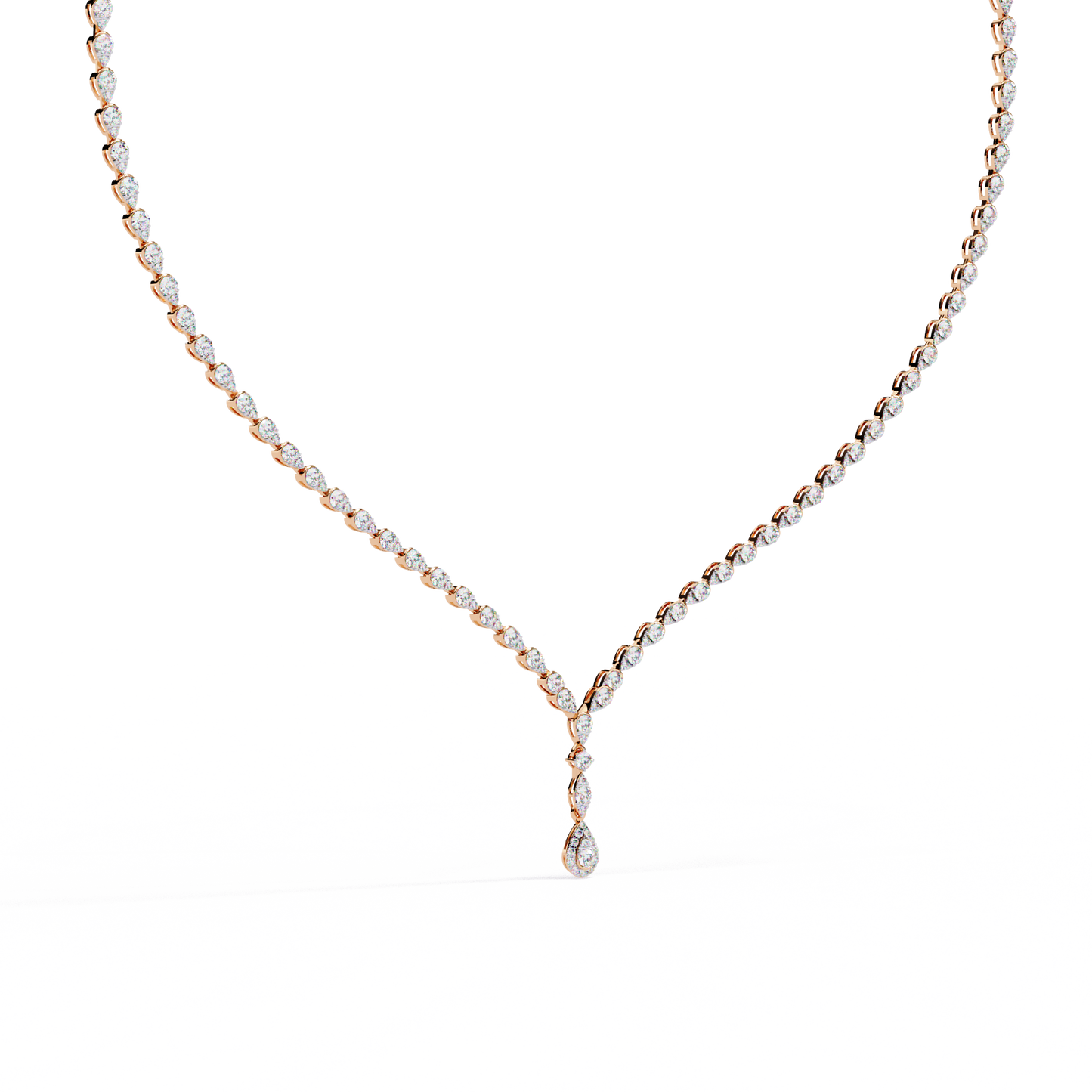 Round Diamond To Pear Shape Full Tennis Necklaces