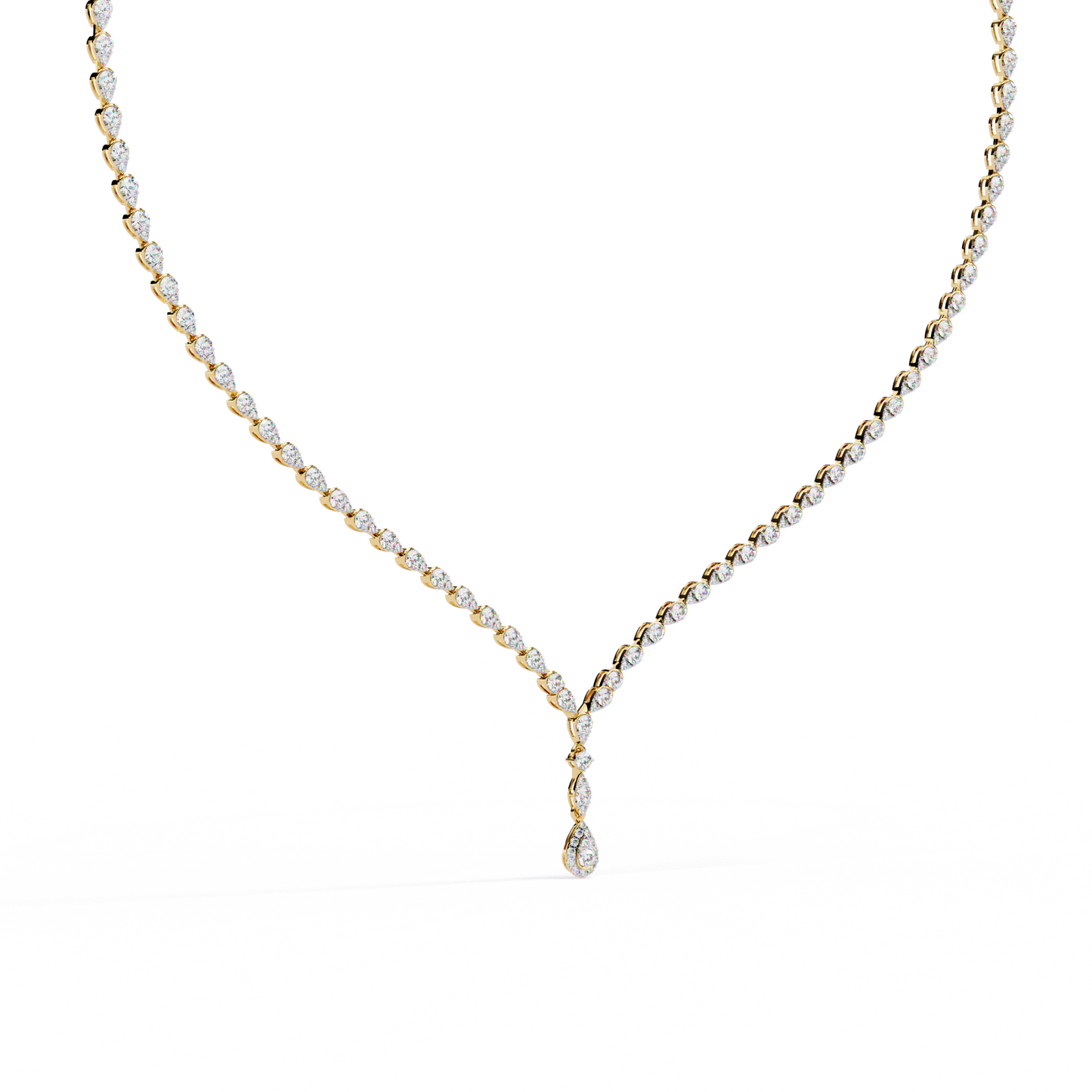 Round Diamond To Pear Shape Full Tennis Necklaces