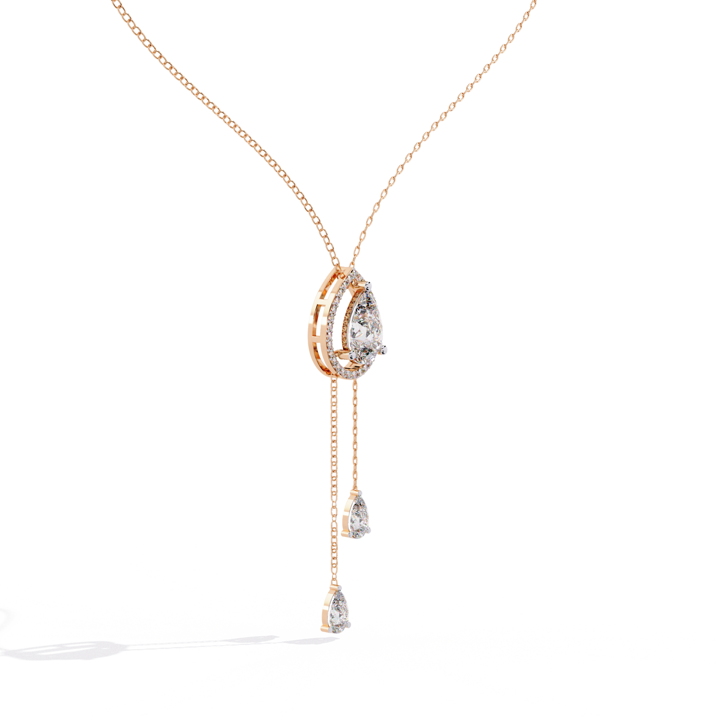 Double Pear Diamond Drop Diamond Pendant