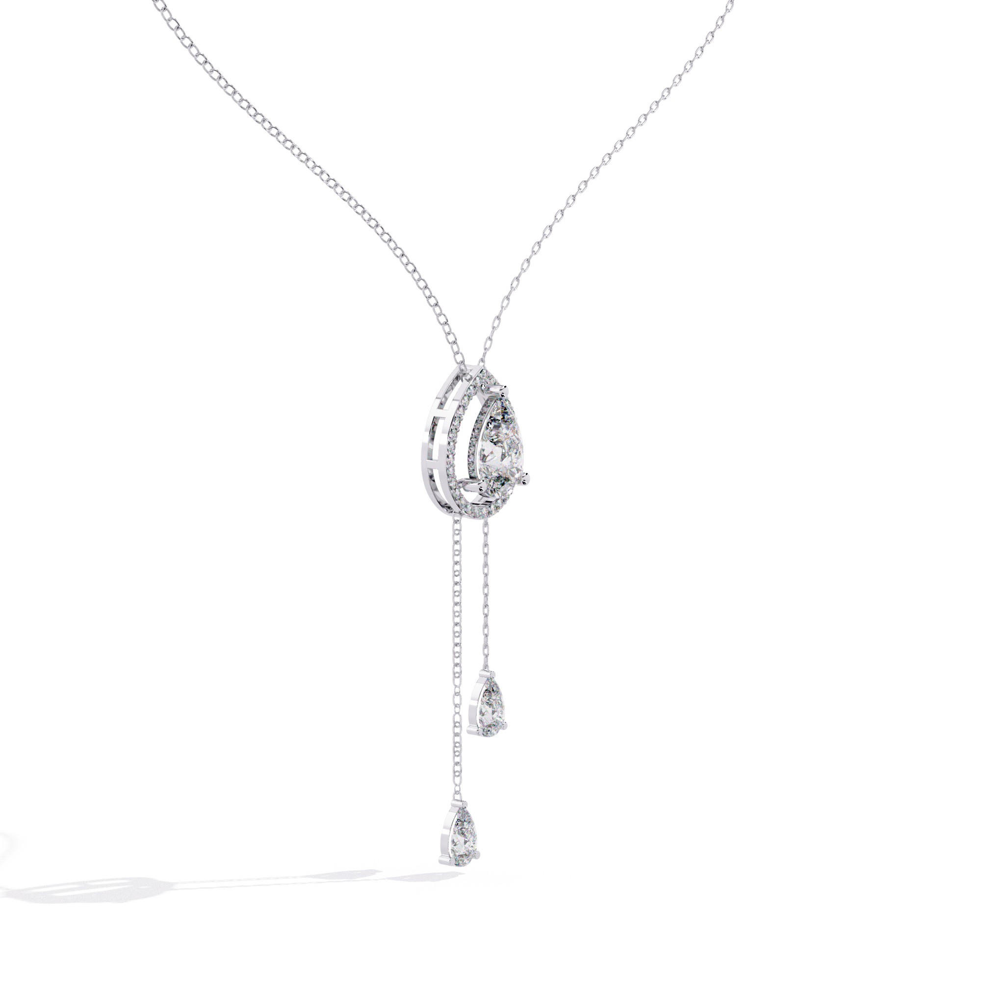 Double Pear Diamond Drop Diamond Pendant