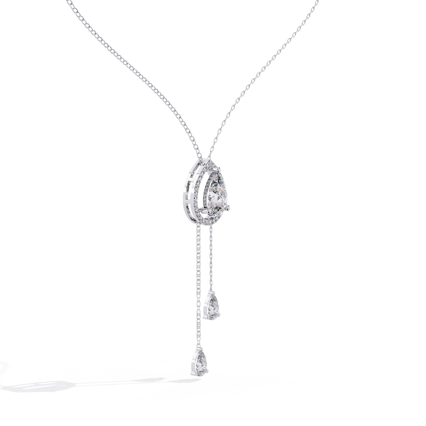 Double Pear Diamond Drop Diamond Pendant