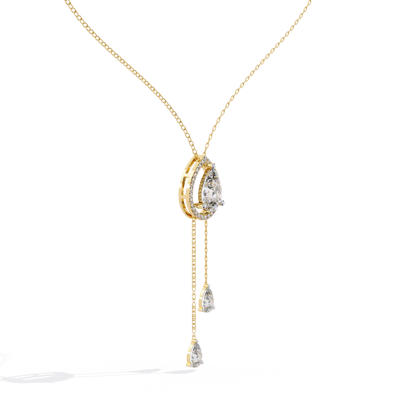 Double Pear Diamond Drop Diamond Pendant