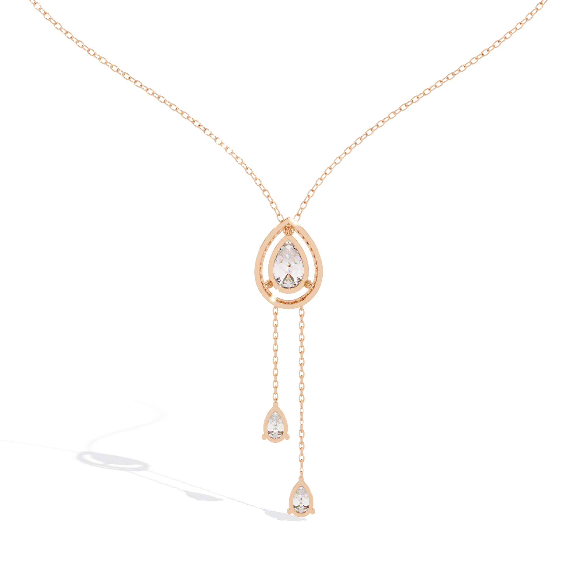 Double Pear Diamond Drop Diamond Pendant