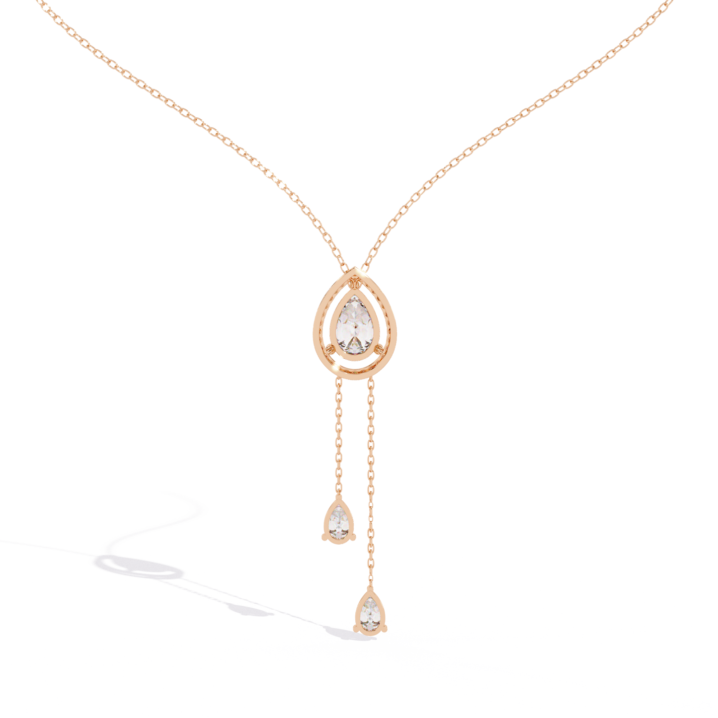 Double Pear Diamond Drop Diamond Pendant