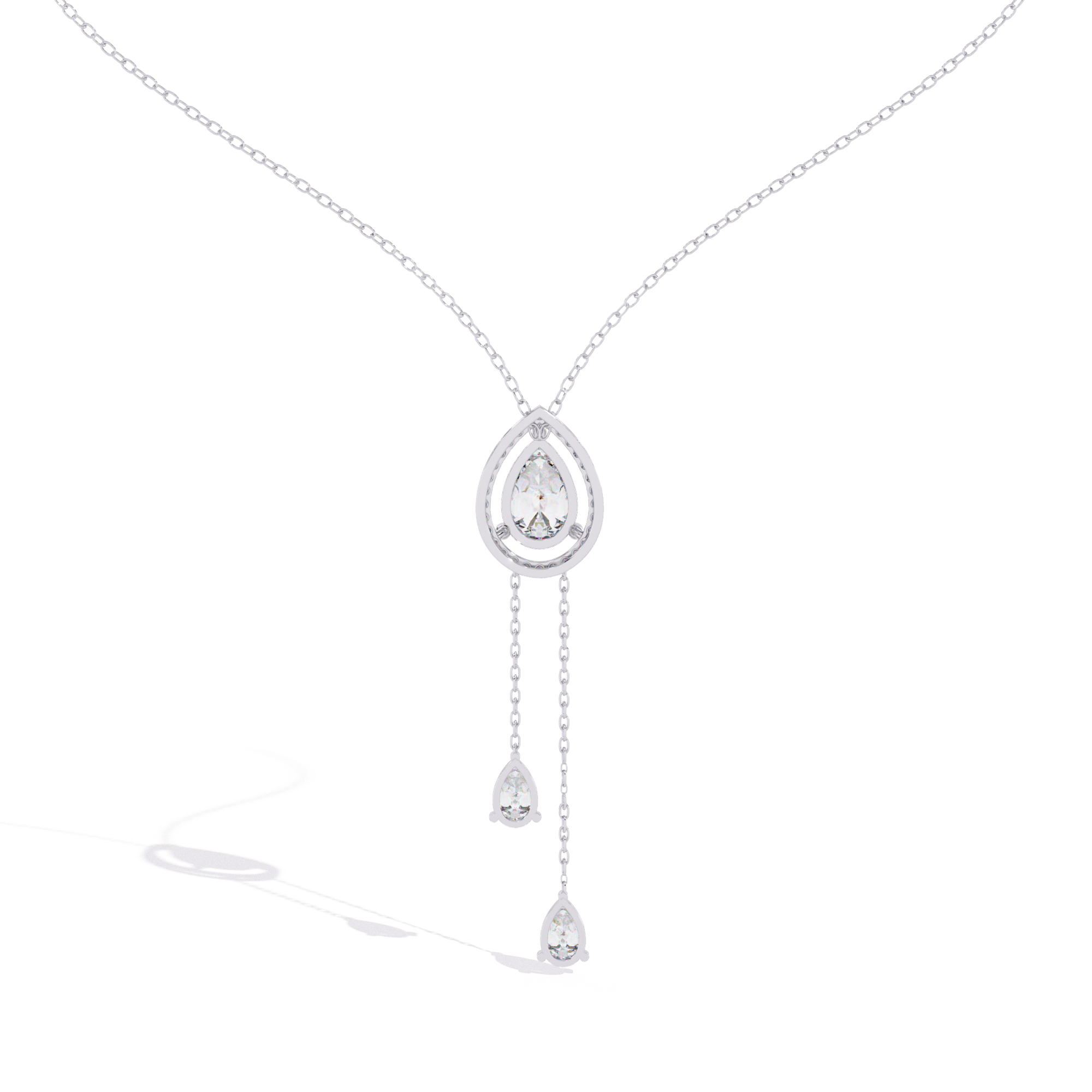 Double Pear Diamond Drop Diamond Pendant