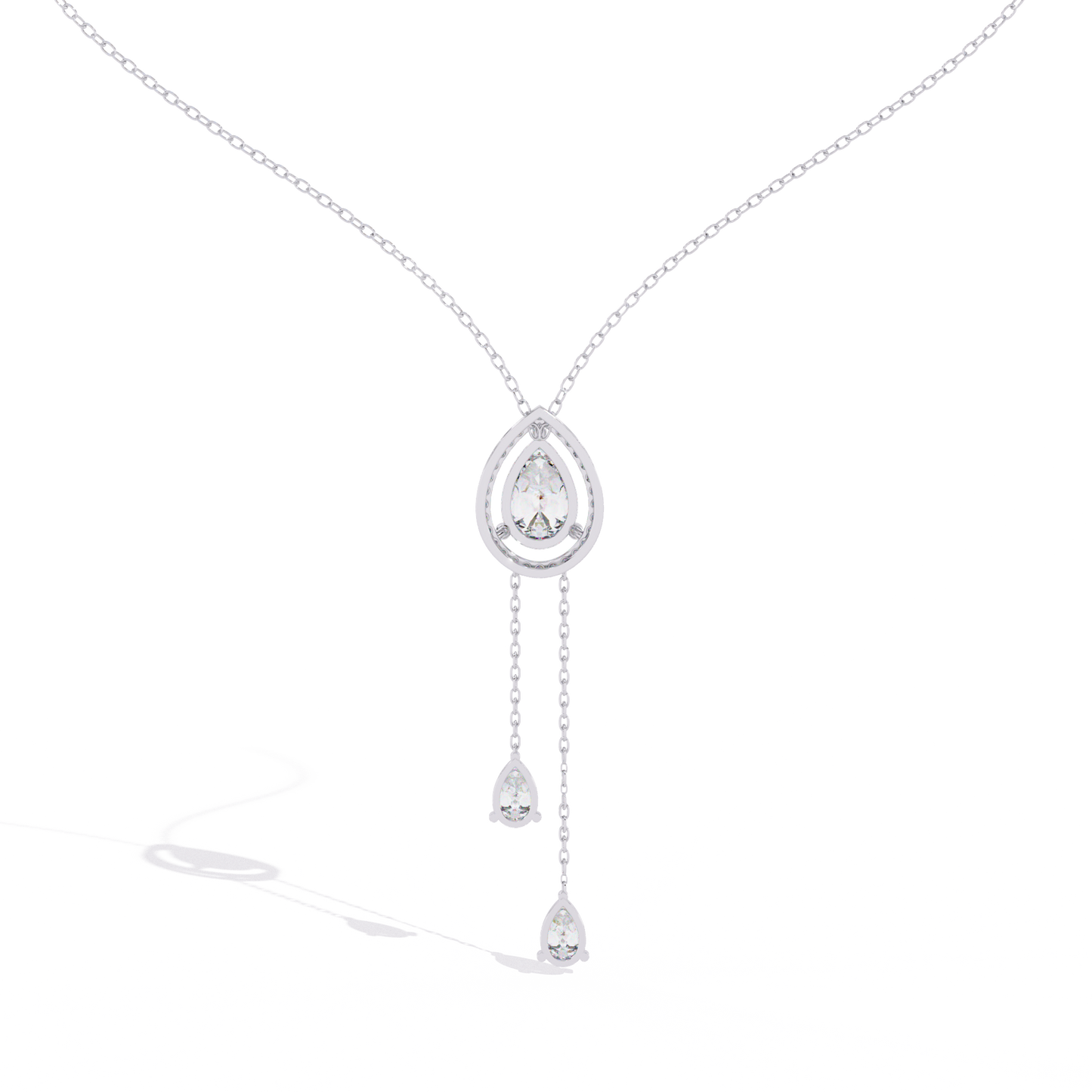 Double Pear Diamond Drop Diamond Pendant