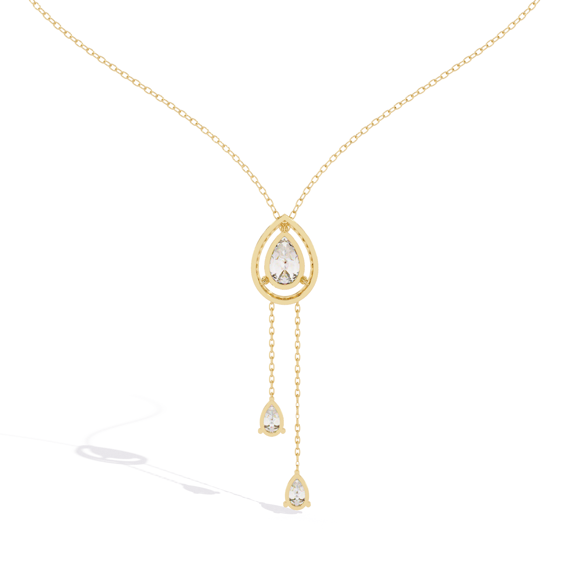Double Pear Diamond Drop Diamond Pendant