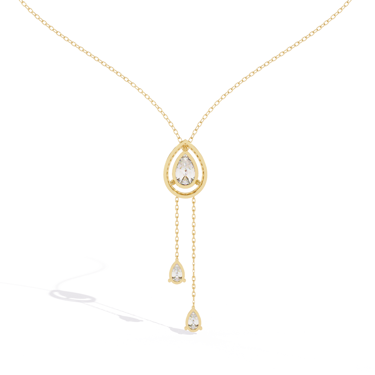 Double Pear Diamond Drop Diamond Pendant