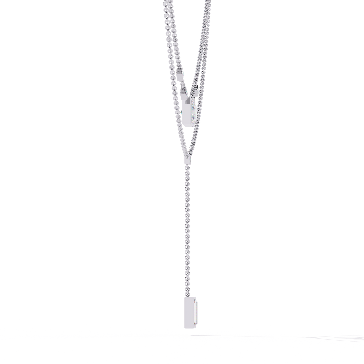 Drop Baguette Two line Necklace