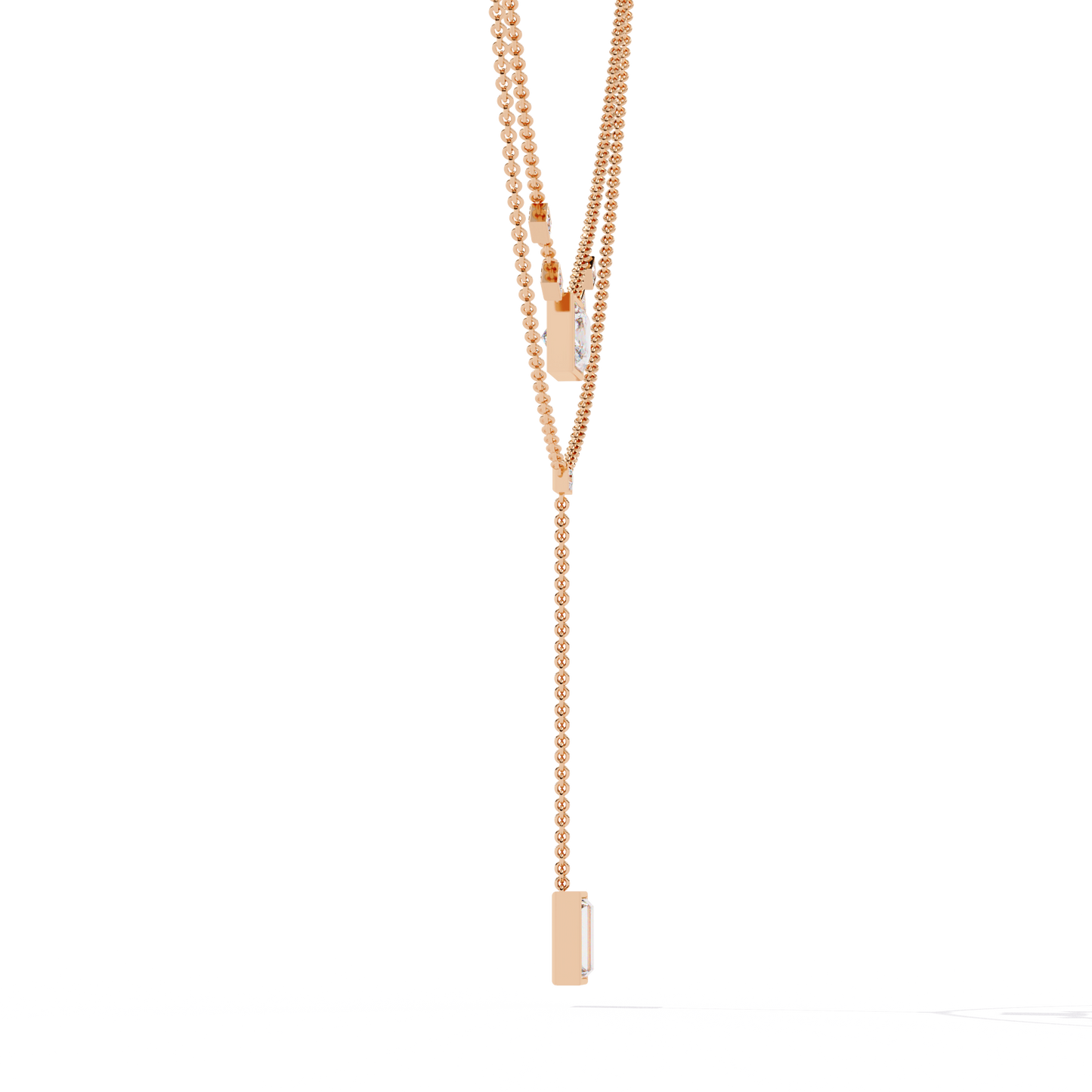 Drop Baguette Two line Necklace