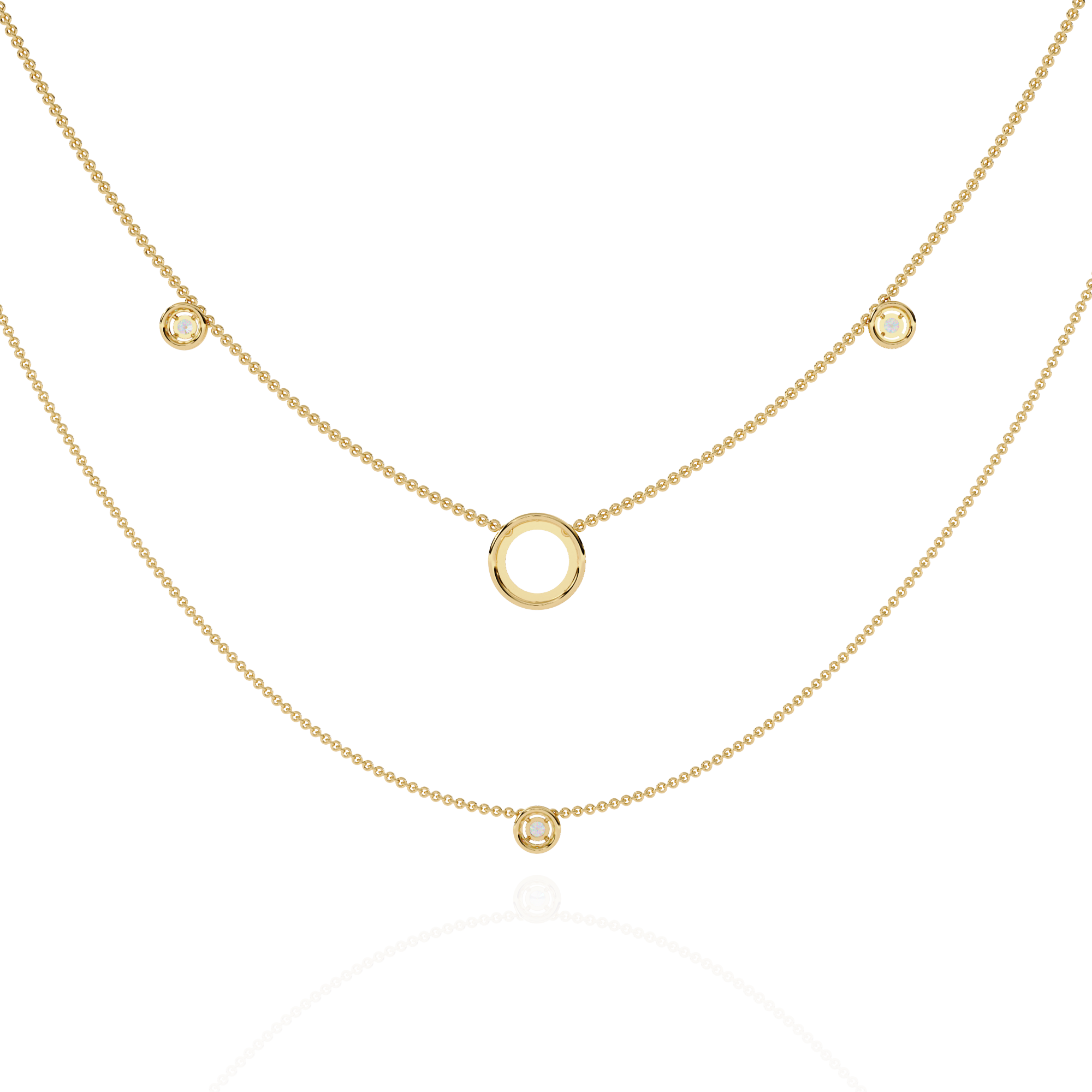 Twin Layer with Circle Center Diamond Necklace