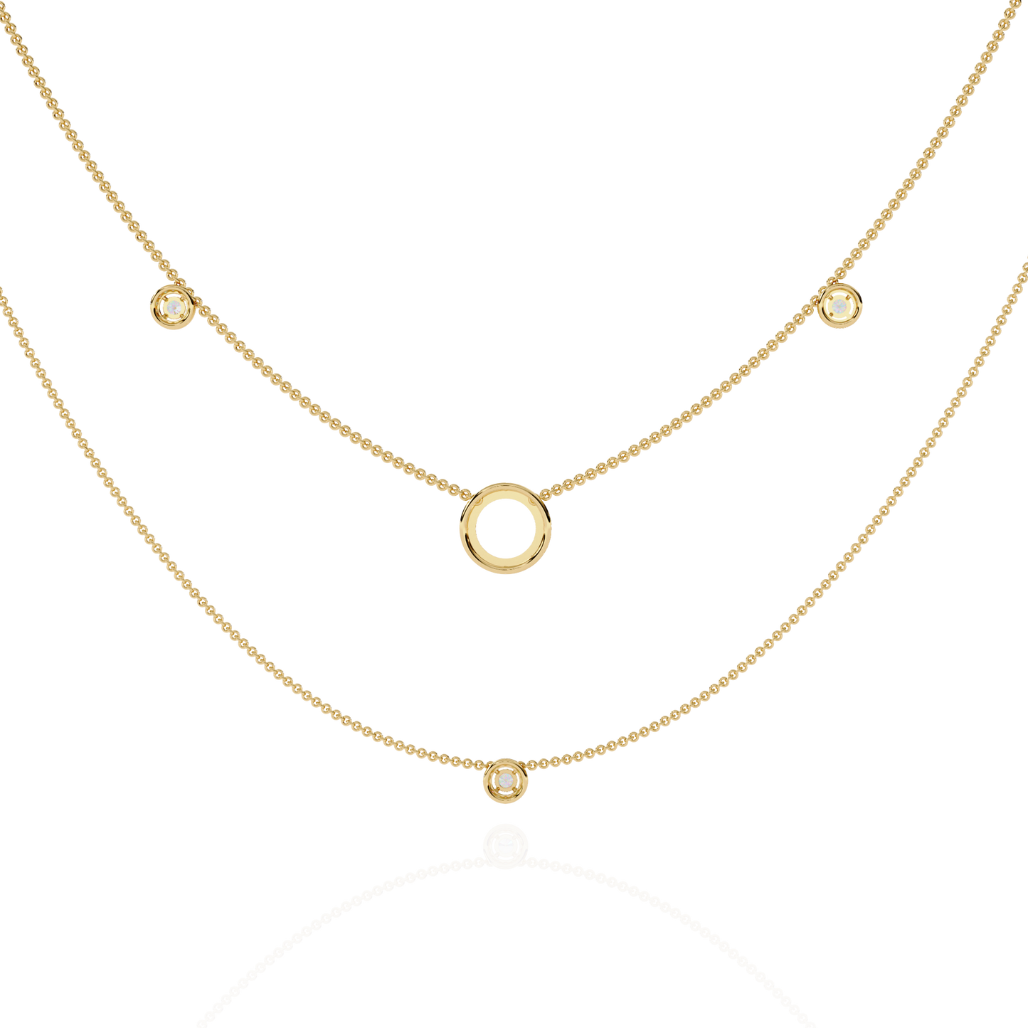 Twin Layer with Circle Center Diamond Necklace