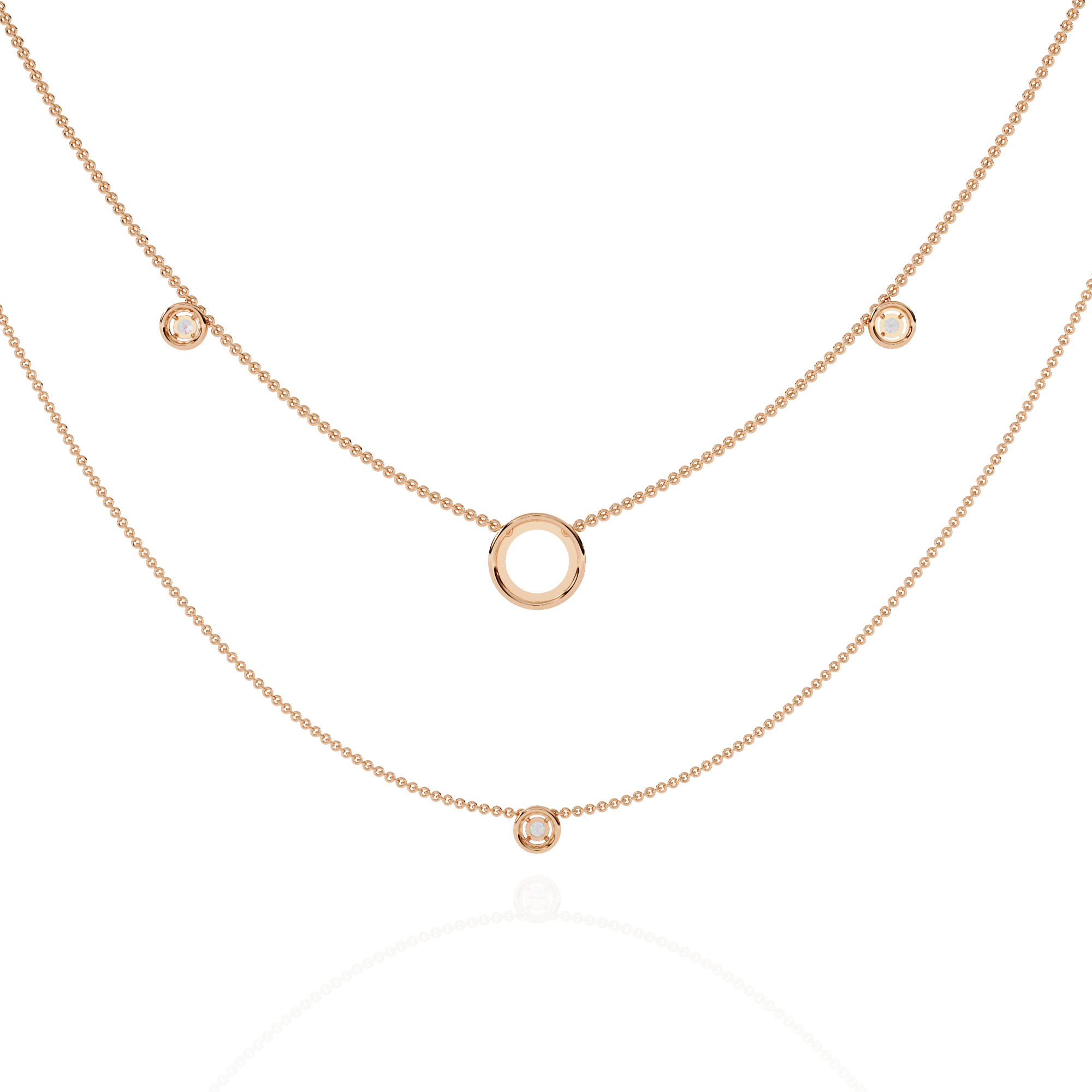 Twin Layer with Circle Center Diamond Necklace