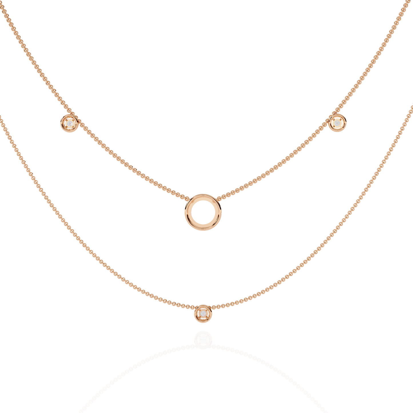 Twin Layer with Circle Center Diamond Necklace