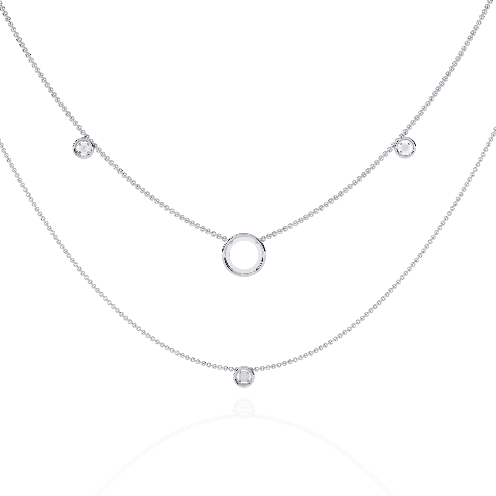Twin Layer with Circle Center Diamond Necklace