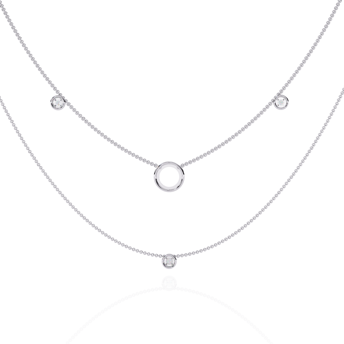 Twin Layer with Circle Center Diamond Necklace