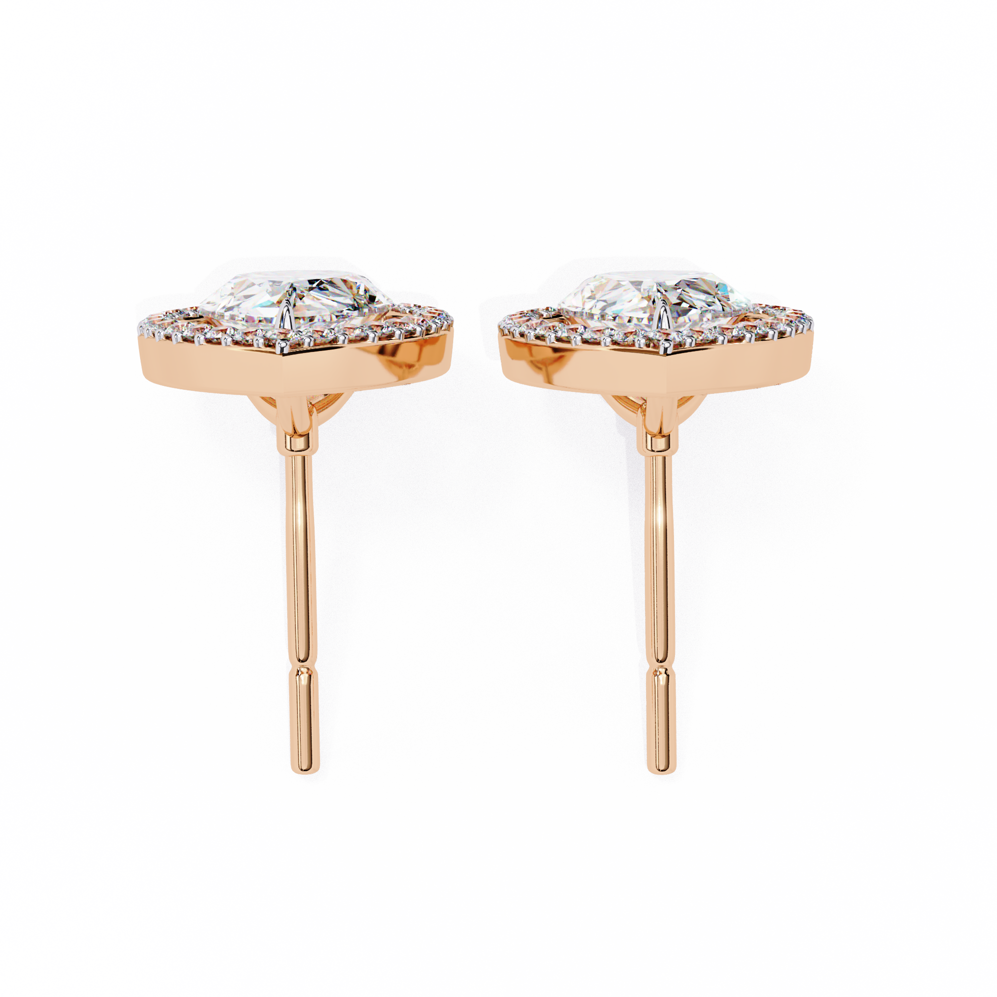 Pear Lab Grown Diamond Halo Stud Earrings