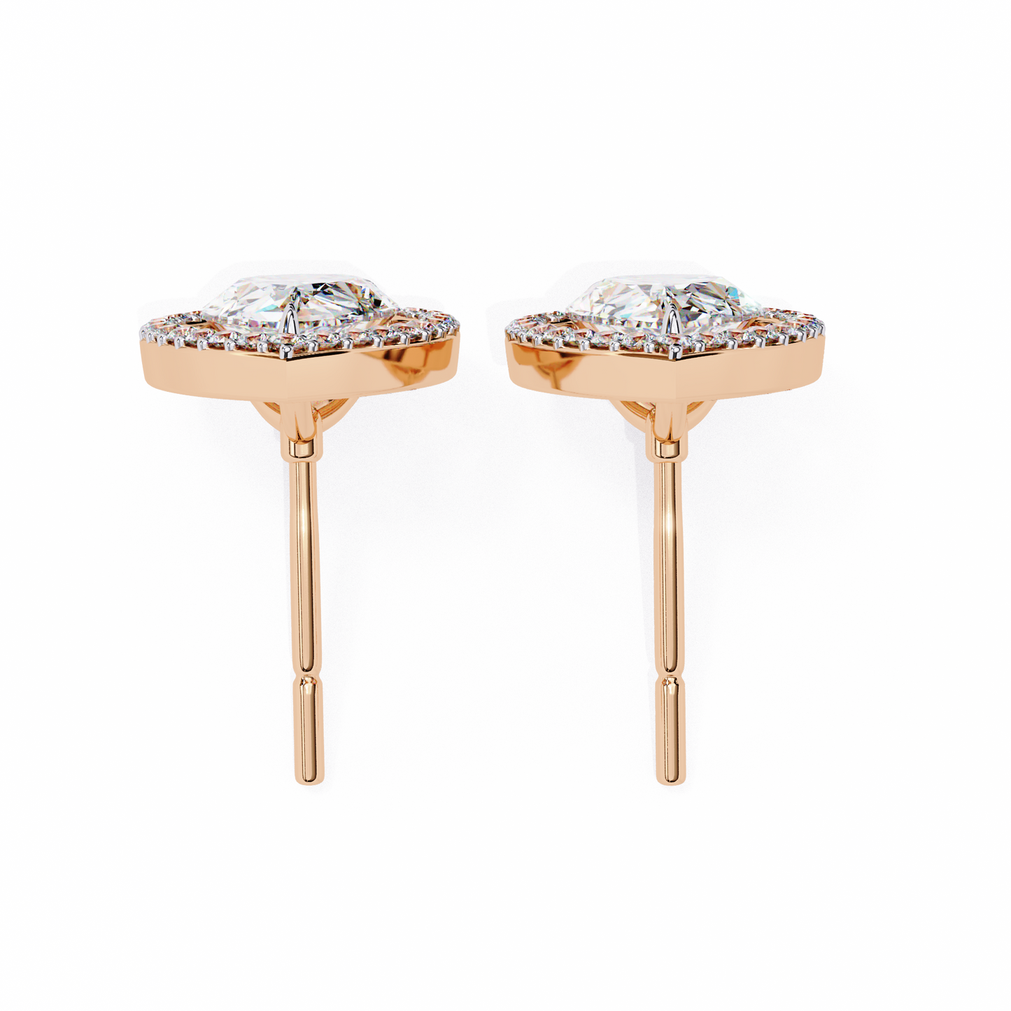 Pear Lab Grown Diamond Halo Stud Earrings