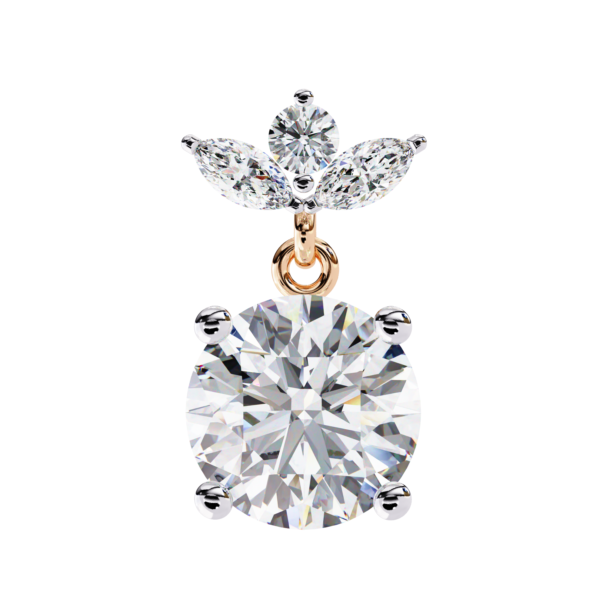 Round and Marquise Accented Lab Grown Diamond Drop Earrings